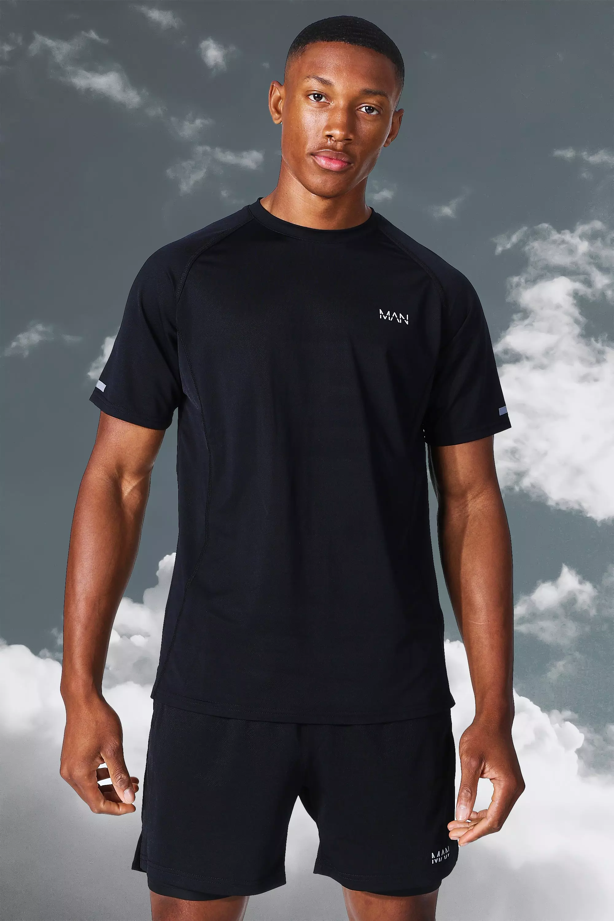 Black Man Active Gym Lightweight Marl T-Shirt