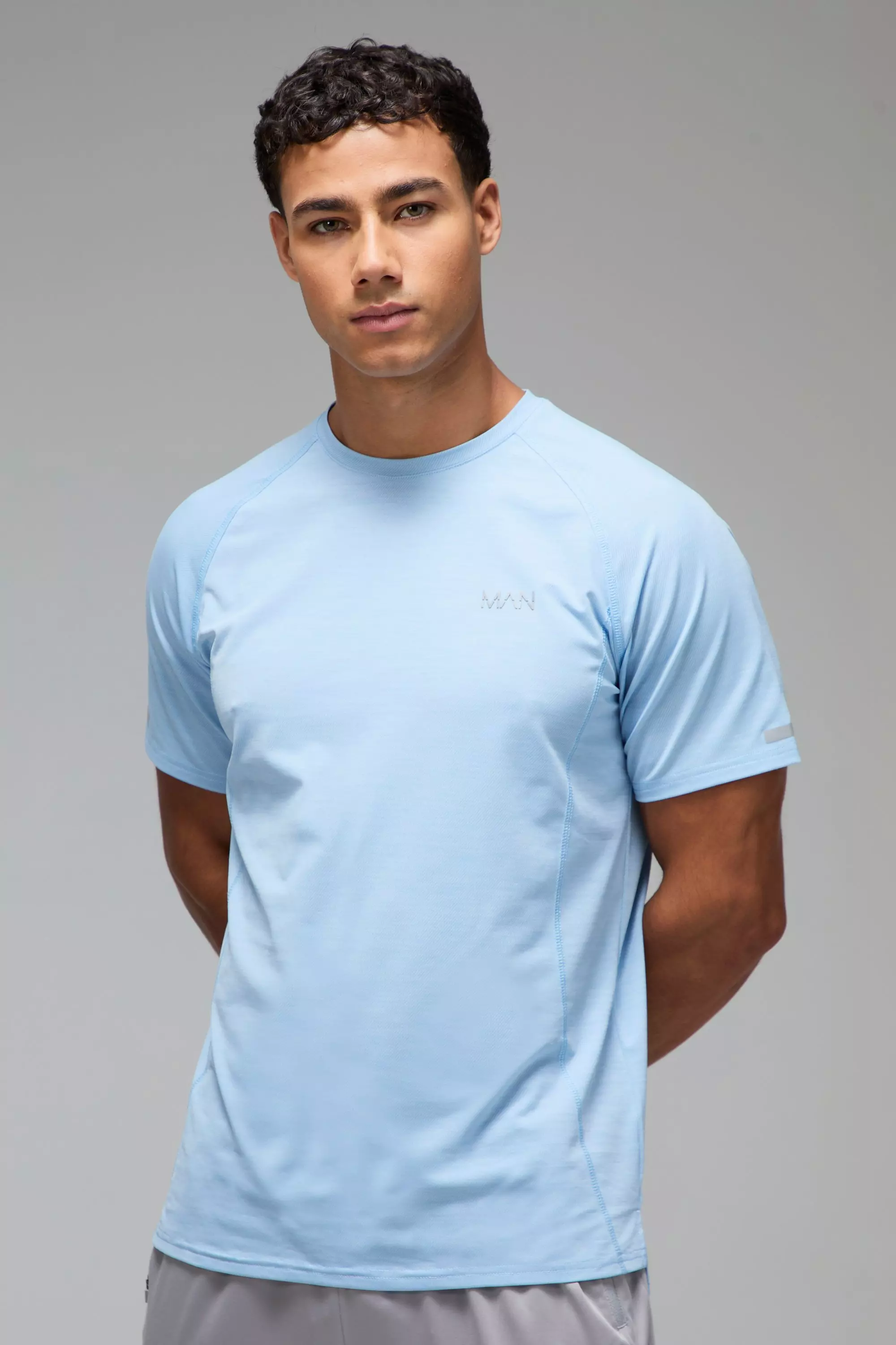 Man Active Gym Lightweight Marl T-Shirt Light blue