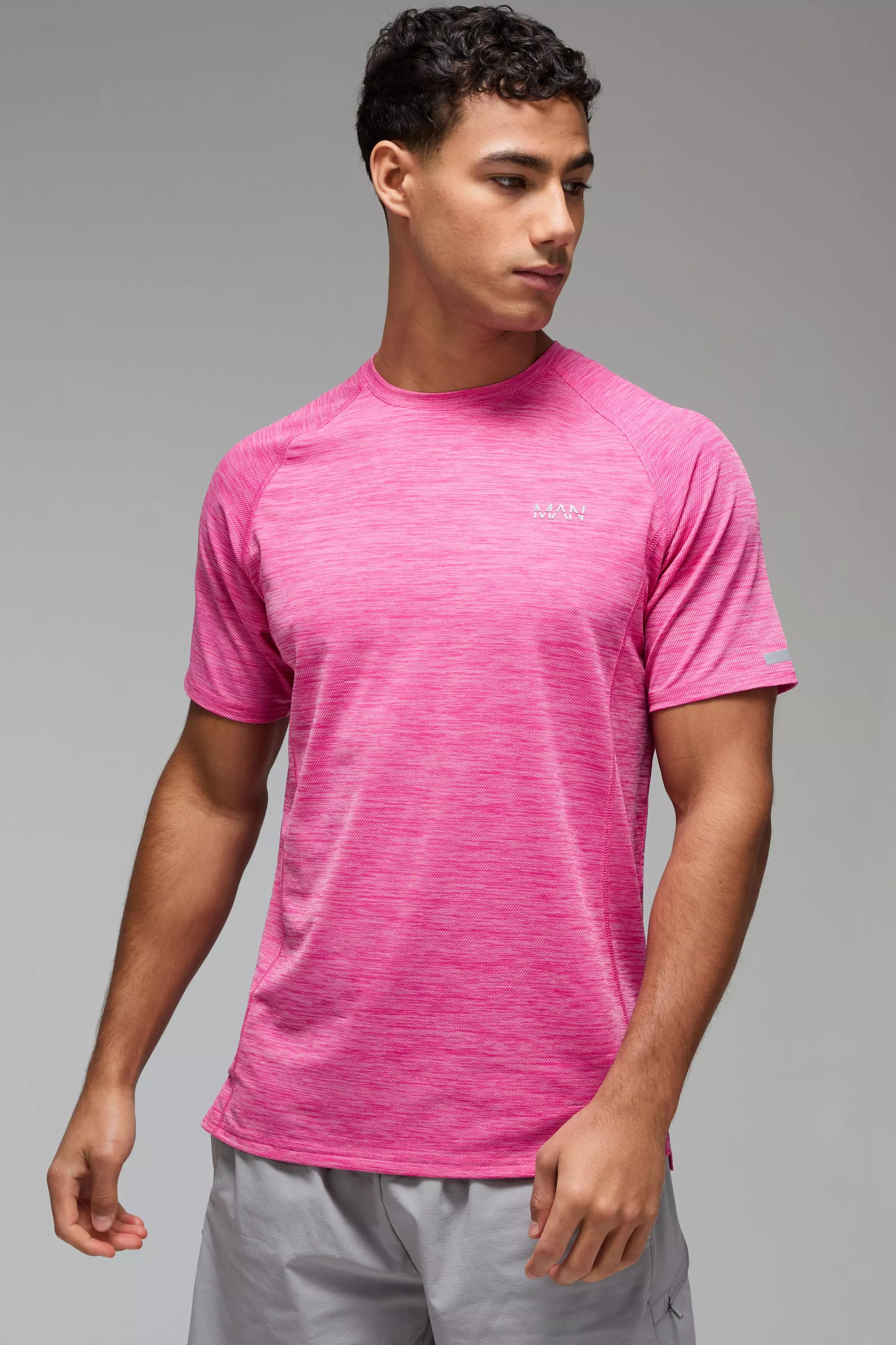 Man Active Gym Lightweight Marl T-Shirt Pink