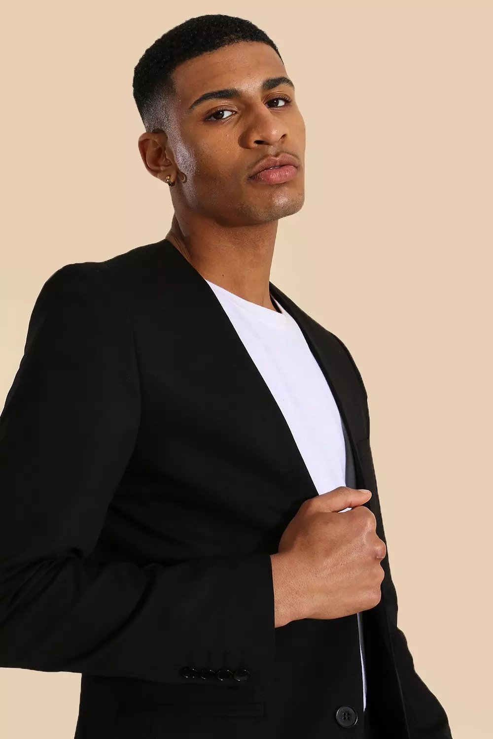 Collarless suit jacket mens best sale