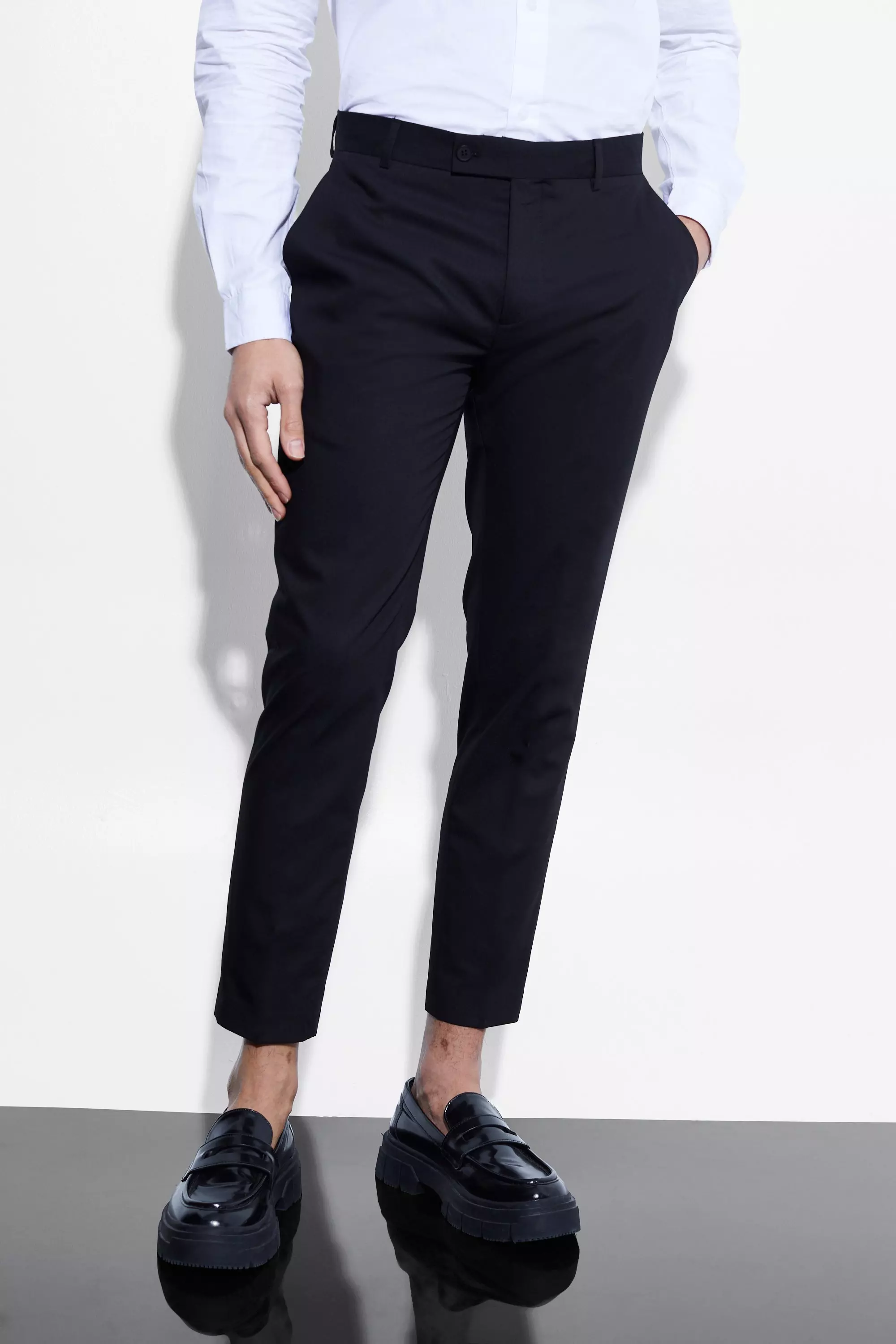 Skinny Cropped Suit Pants Black