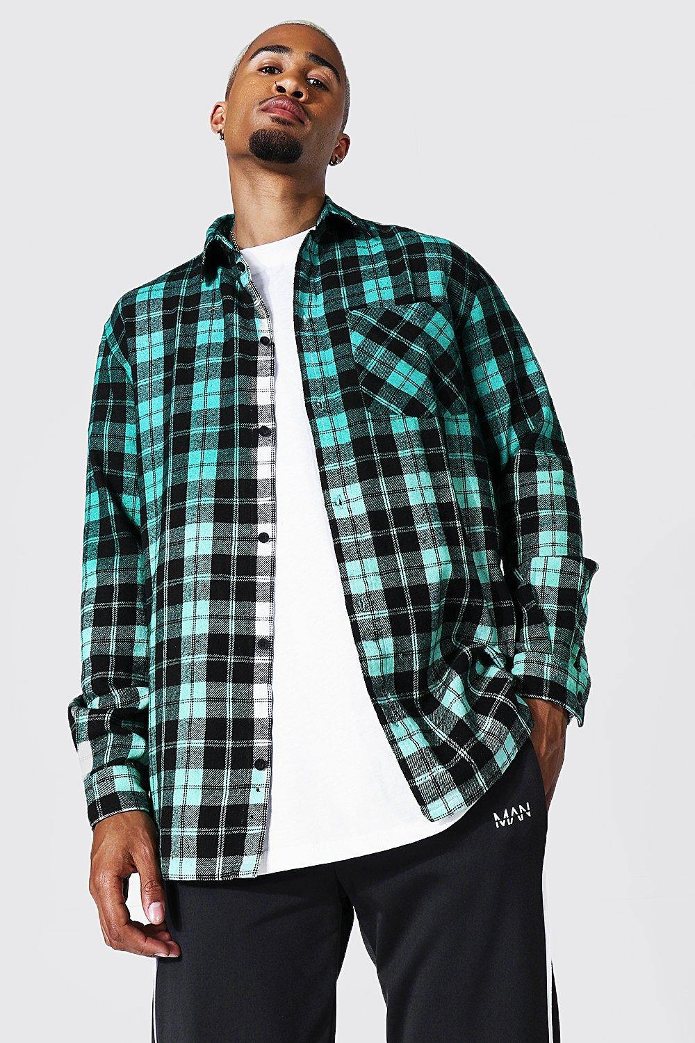 Oversized Ombre Check Shirt | boohooMAN