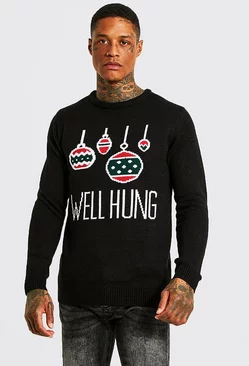 Black Well Hung Christmas Sweater