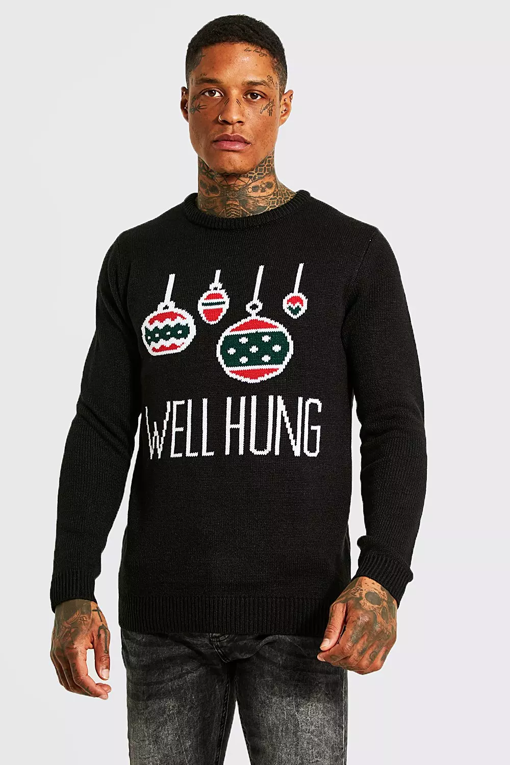 Well Hung Christmas Sweater Black