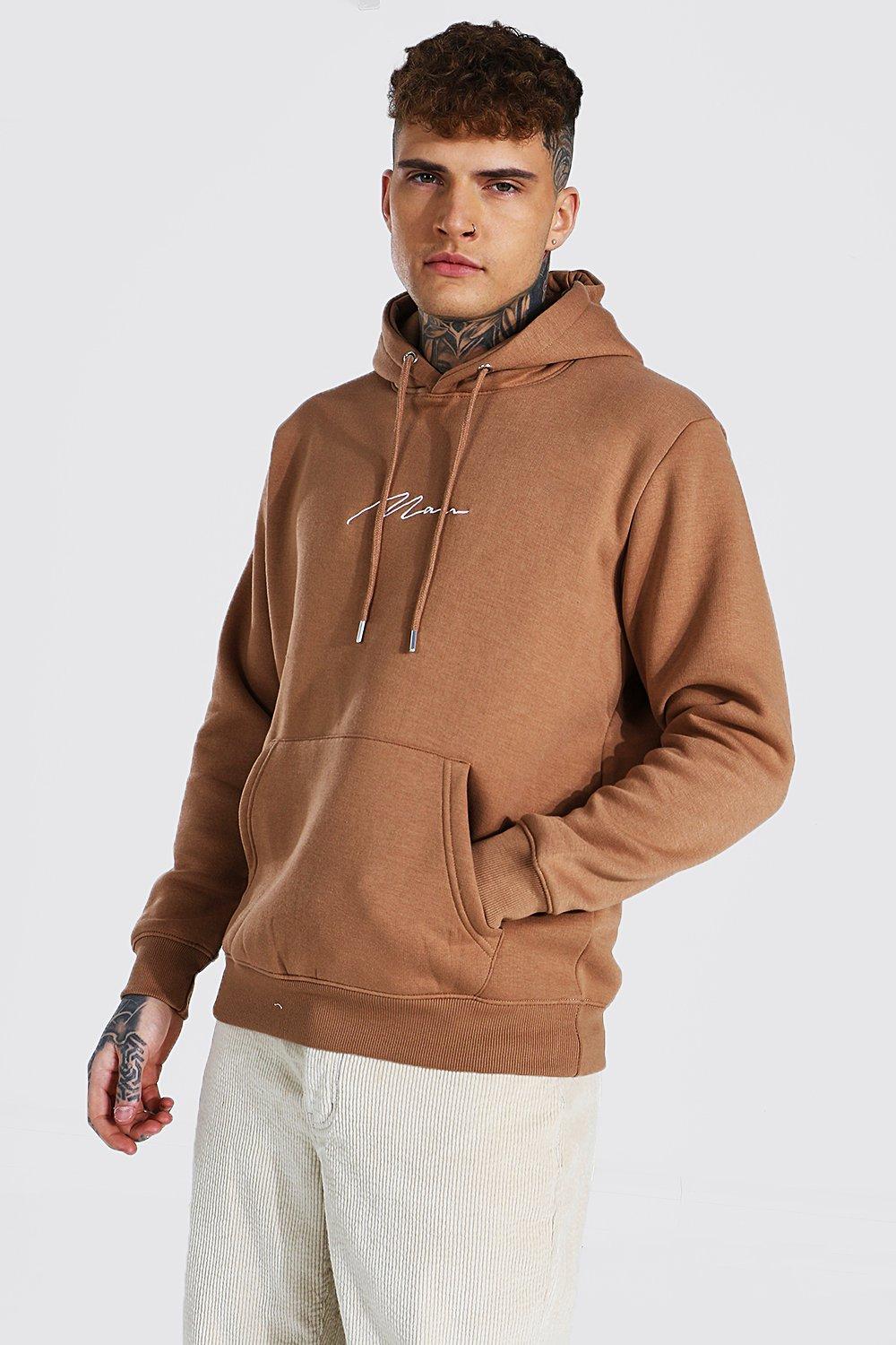 Man Signature Over The Head Hoodie | boohooMAN USA