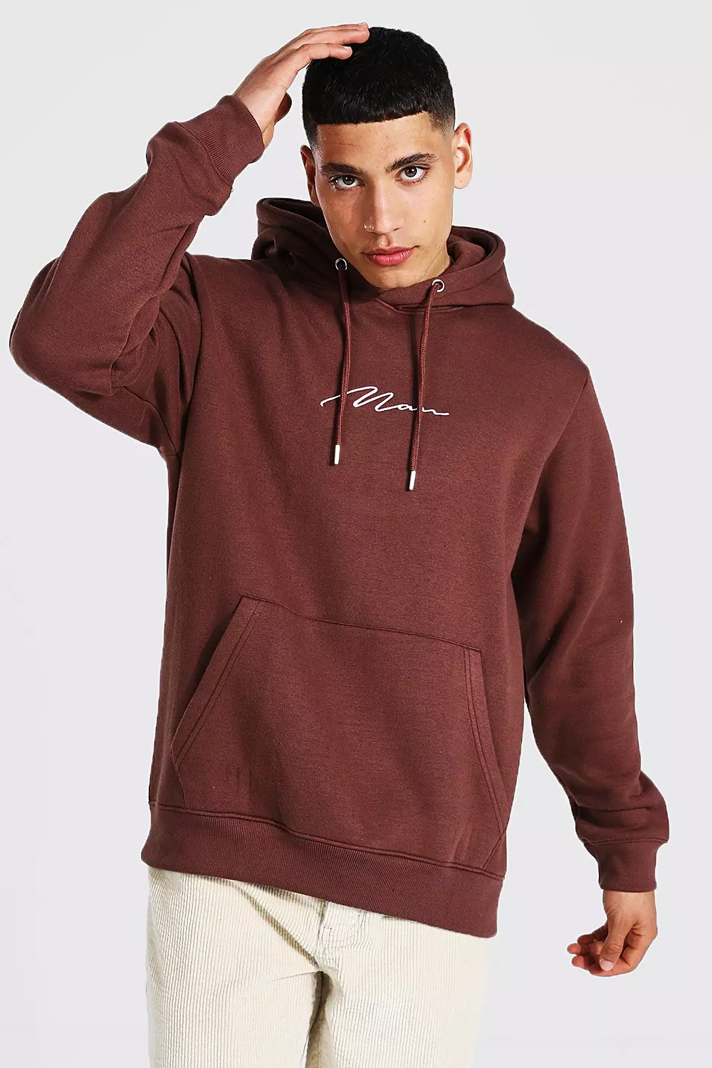 Man Signature Over The Head Hoodie boohooMAN FR