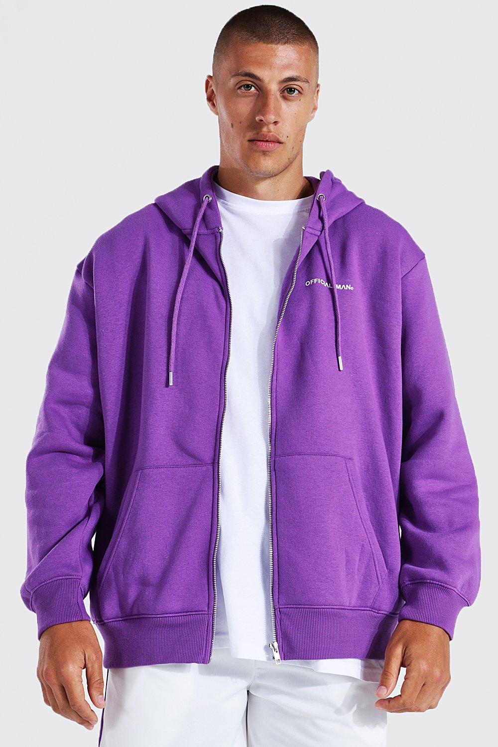 Purple zip up hoodie hot sale mens