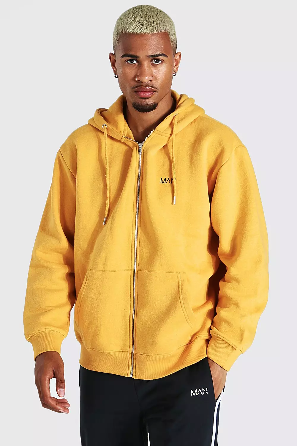 Boohooman yellow hoodie sale