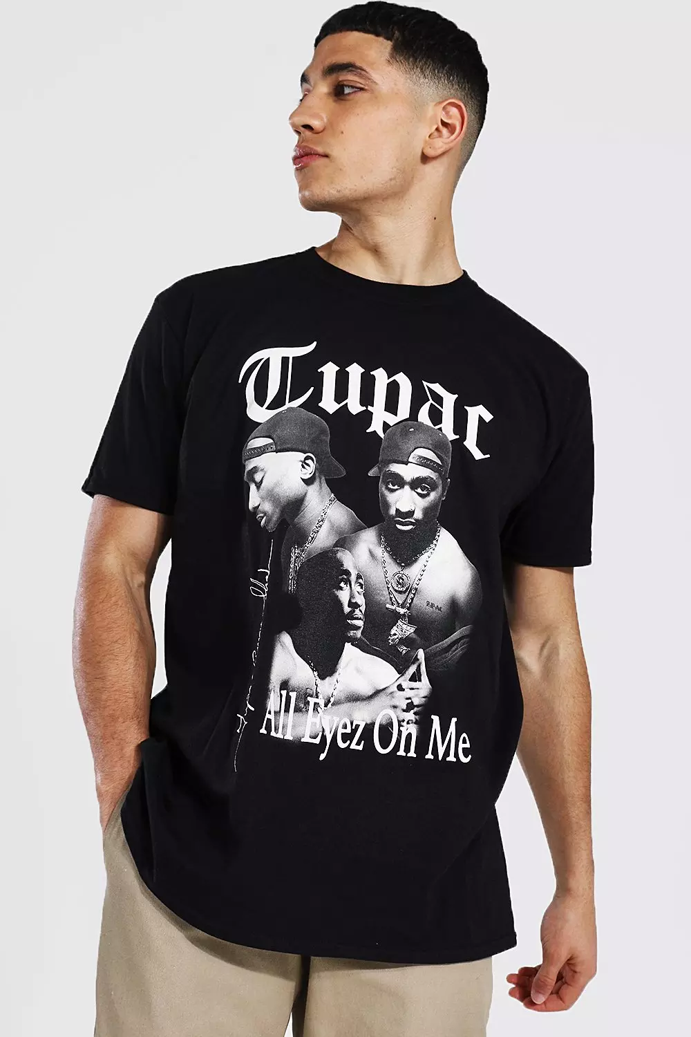 Oversized Tupac Homage License T-shirt Black