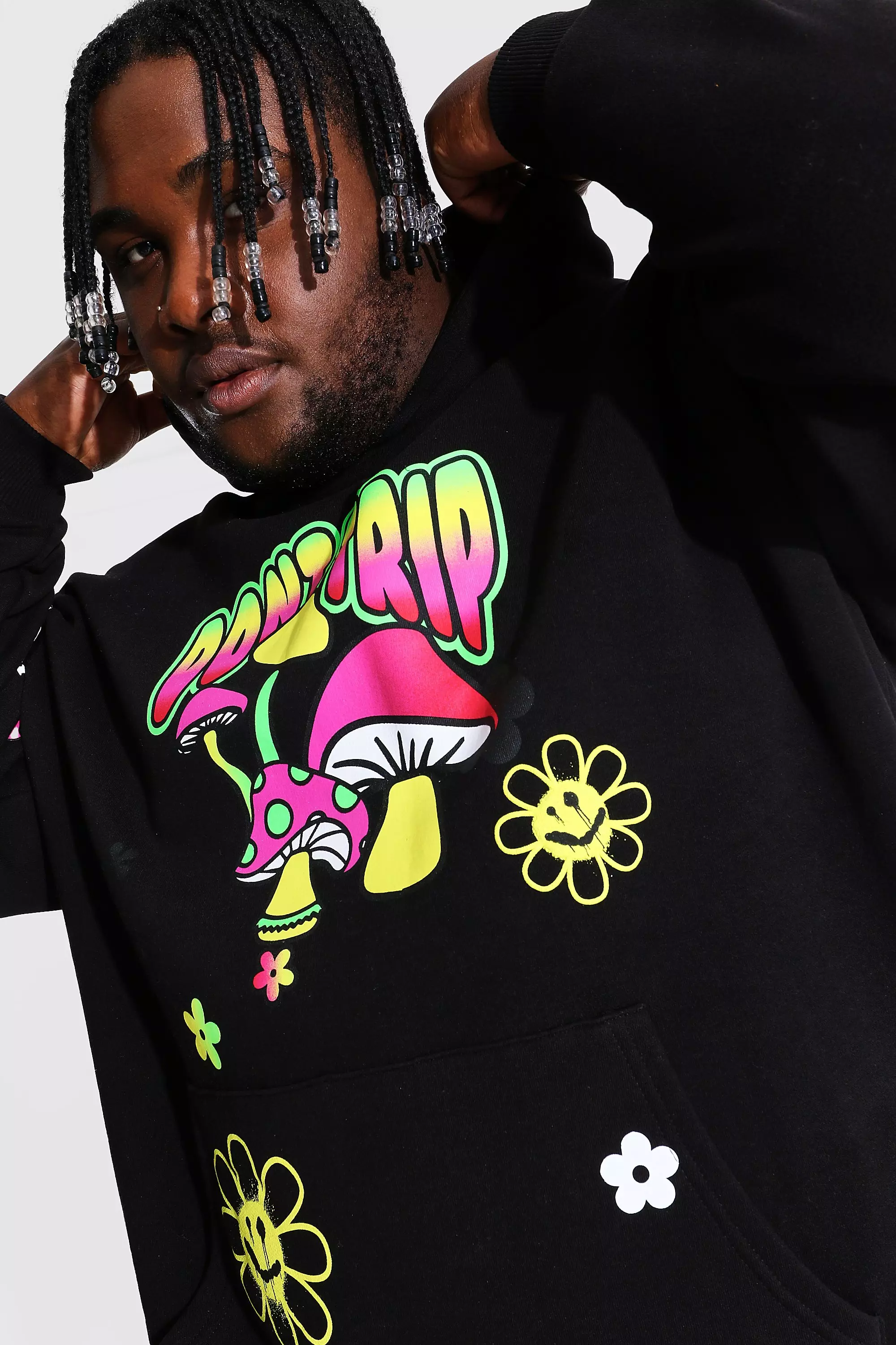 Mushroom print hoodie hotsell