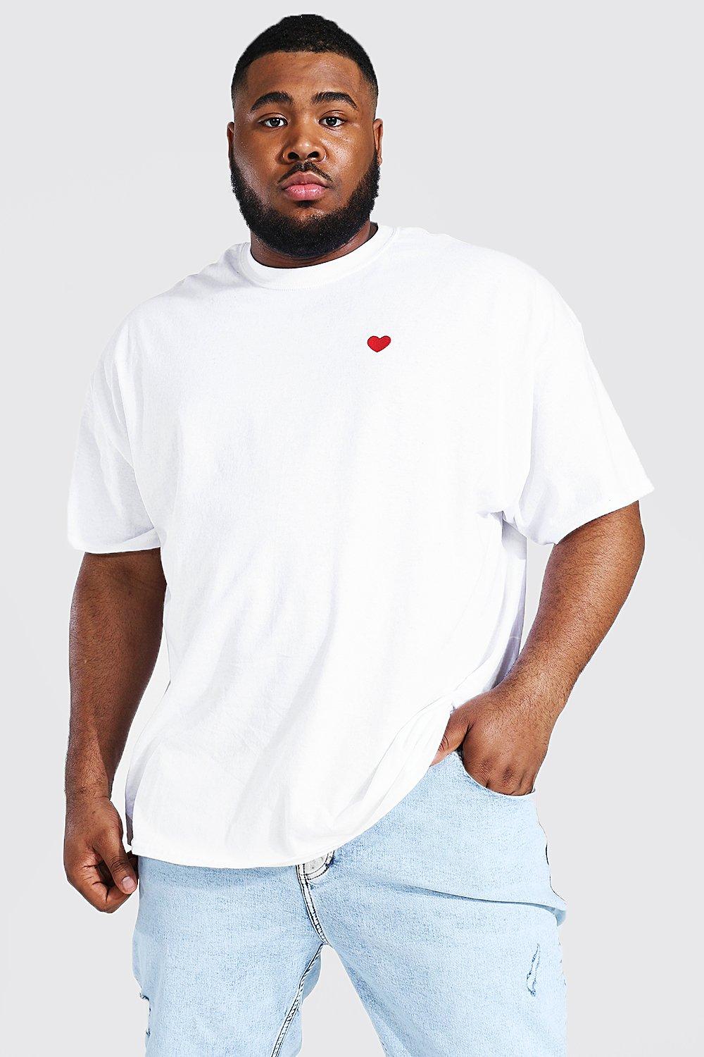 Plus Size Heart Embroidered T-shirt | boohooMAN USA