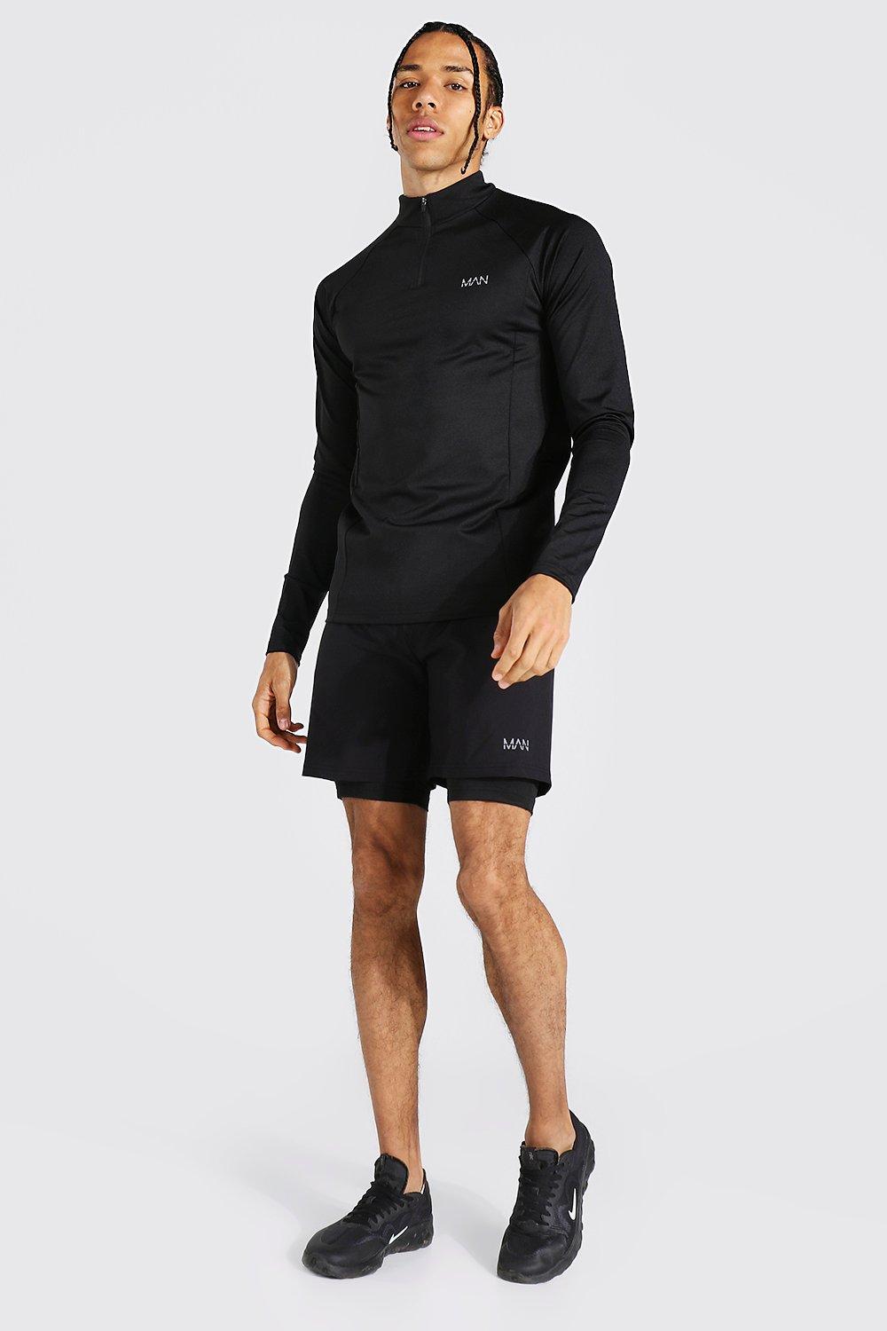 omhelzing Mevrouw Collectief Tall Active Gym Funnel Neck & 2In1 Short Set | boohooMAN USA