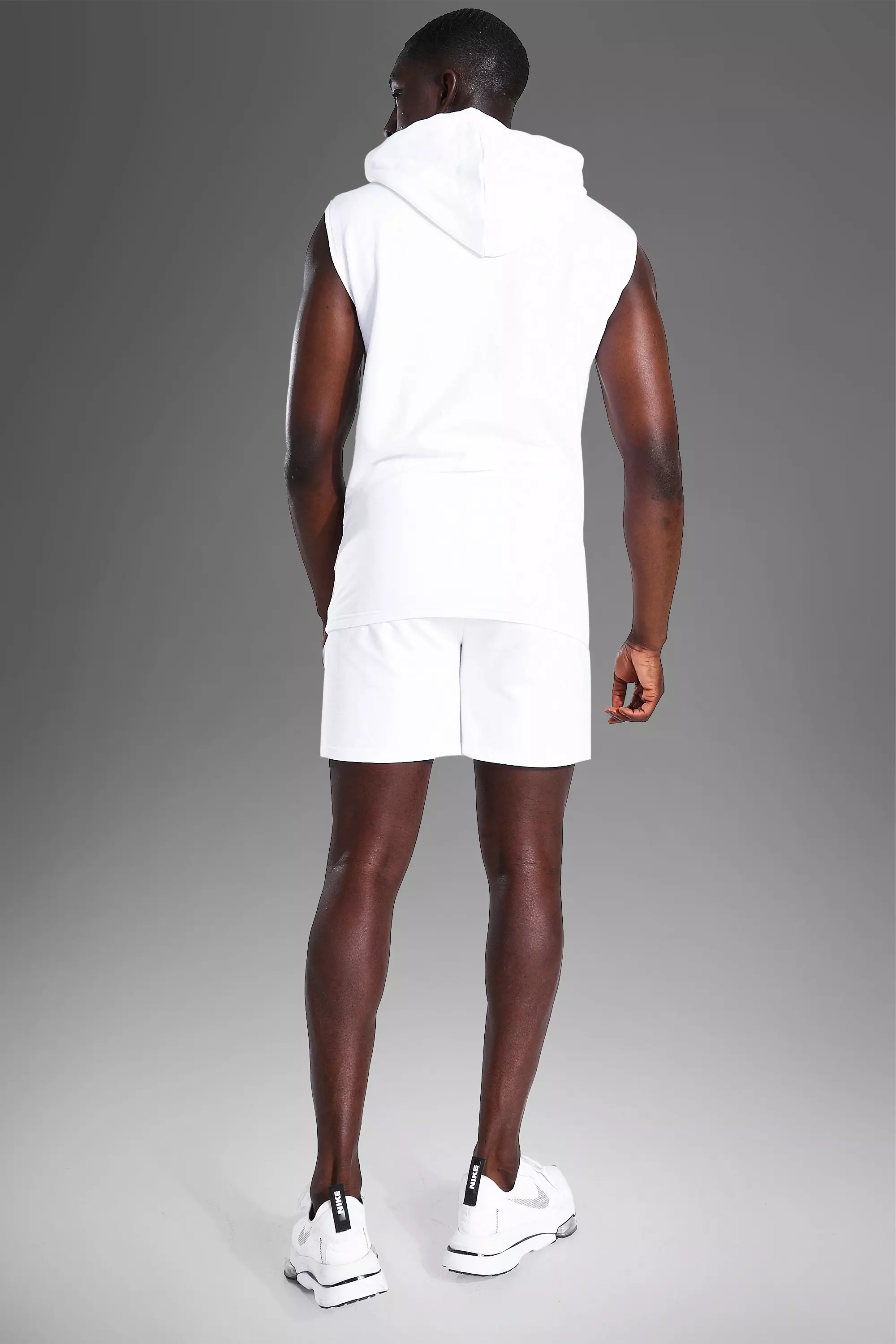 White Man Active Gym Sleeveless Hoodie & Short Set alternative image