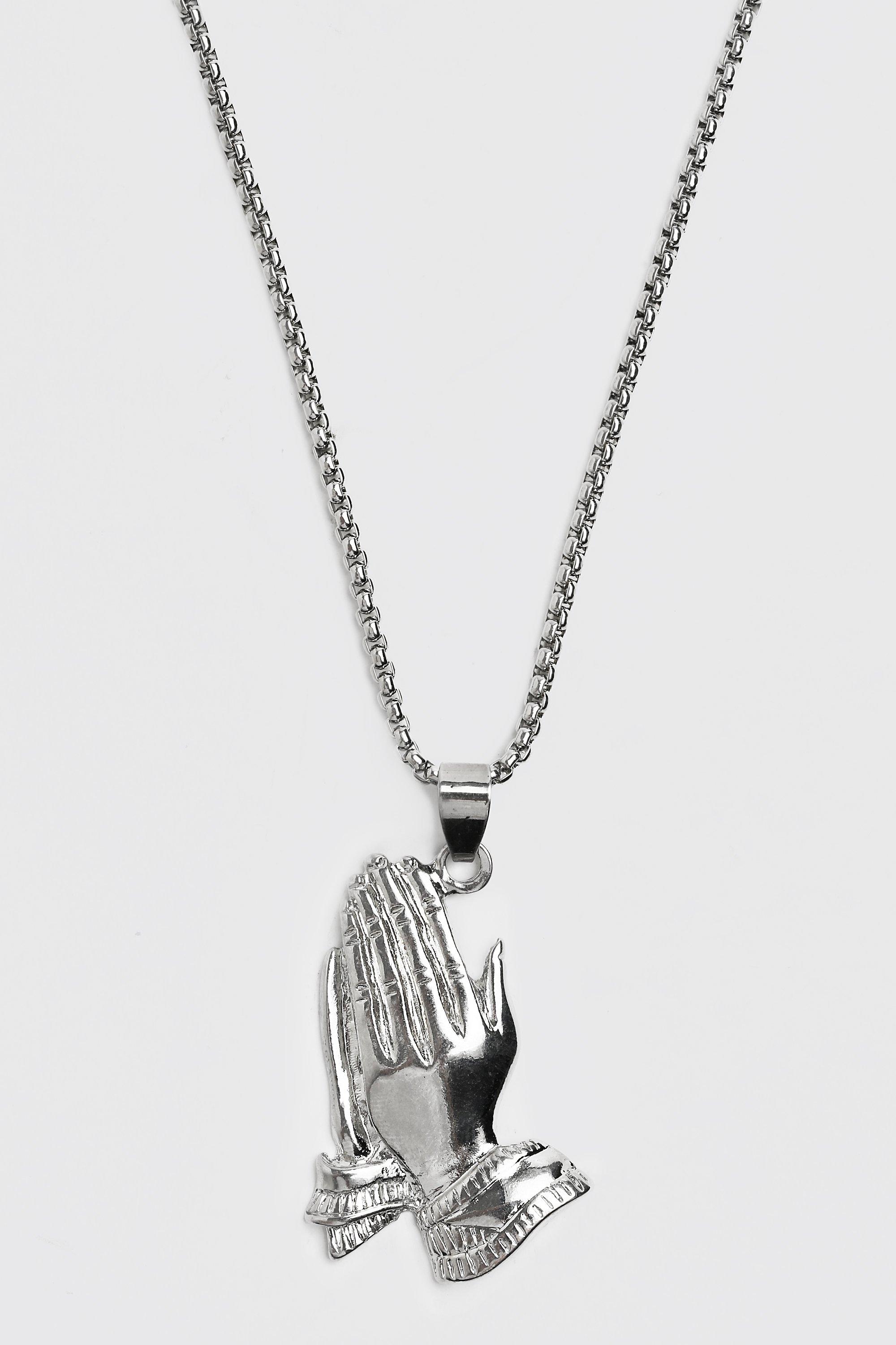 Praying hands store necklace mens