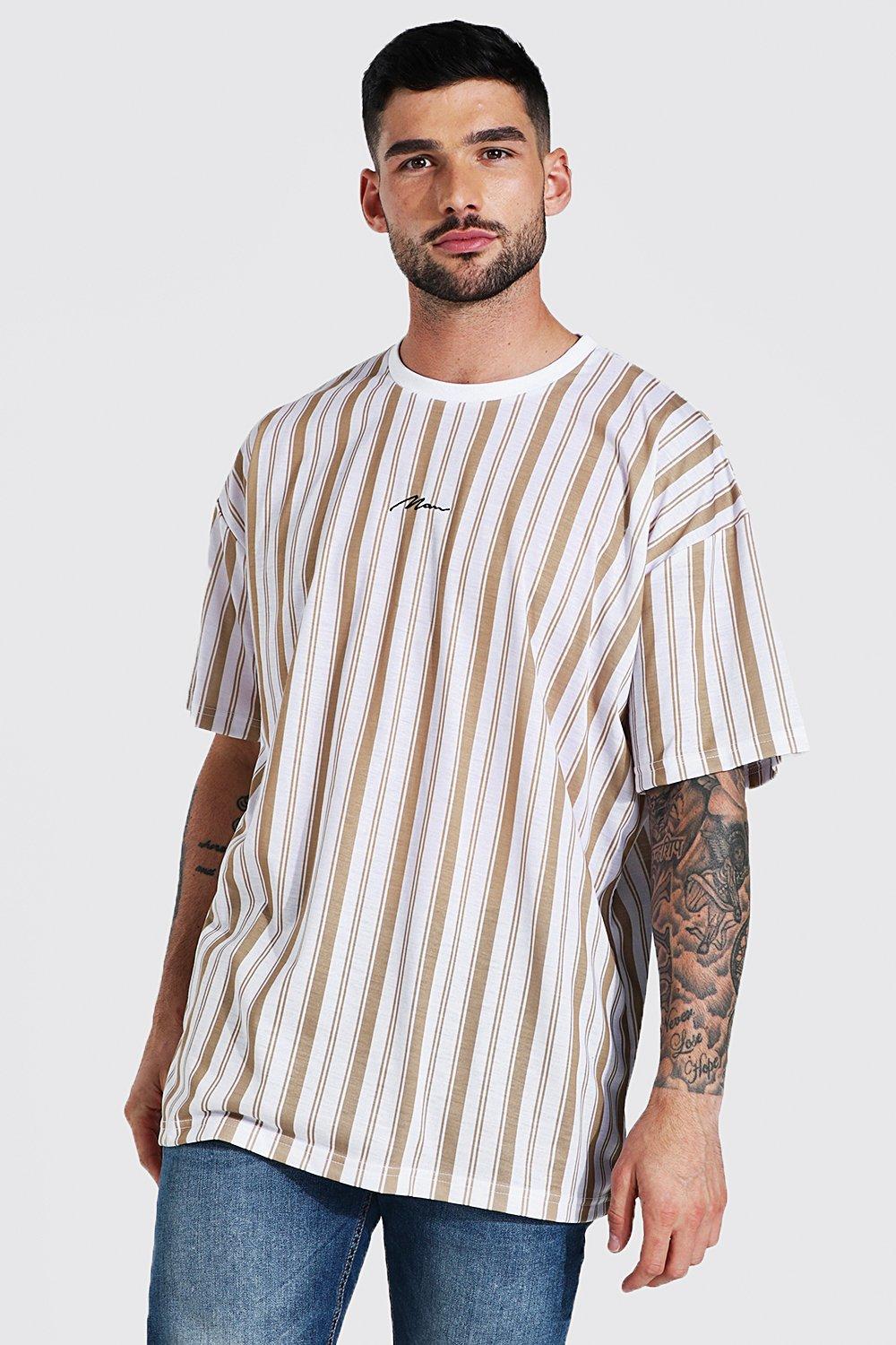 Oversized Man Signature Stripe T-shirt | BoohooMAN