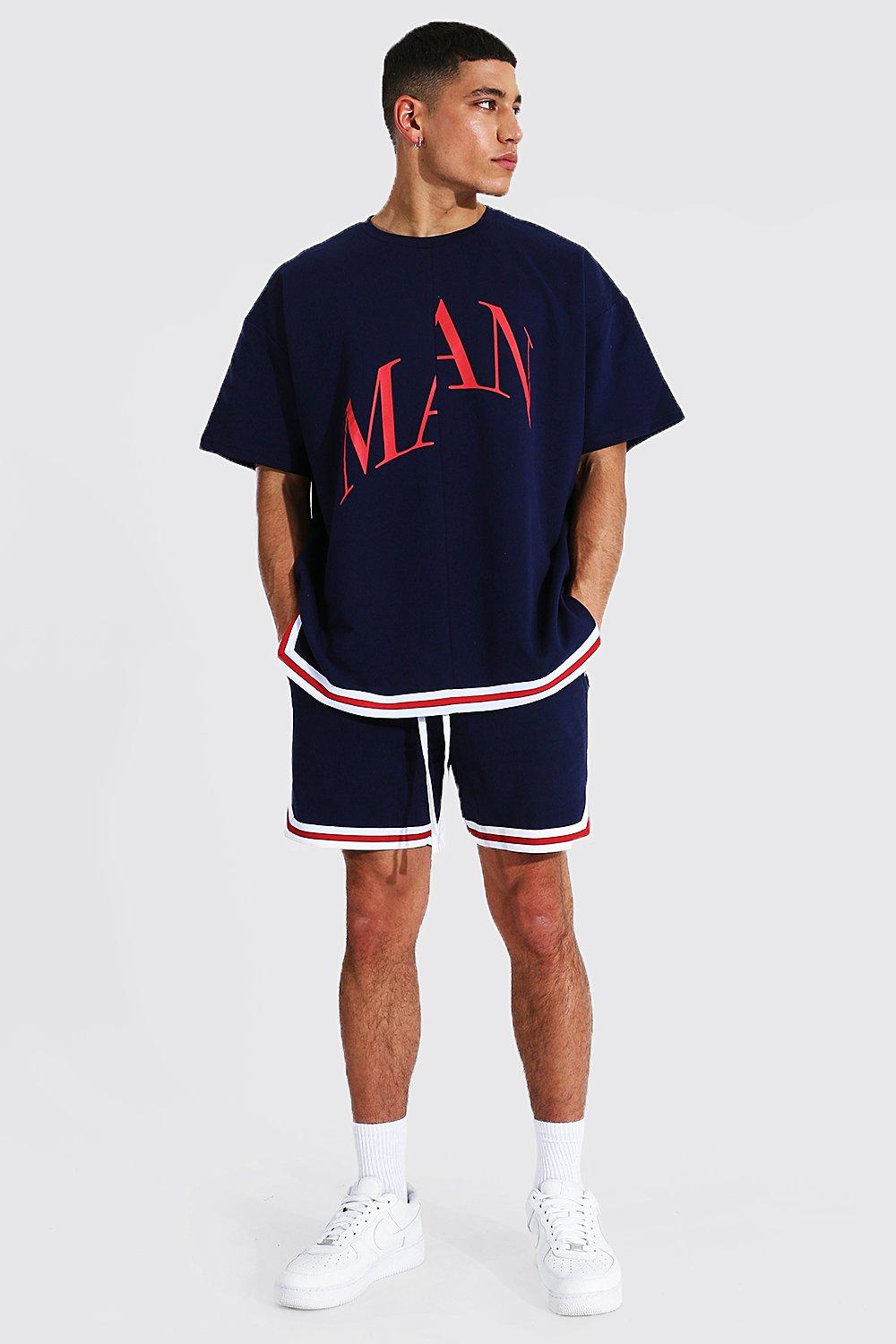 Oversized Man Tape T-Shirt and Basketball