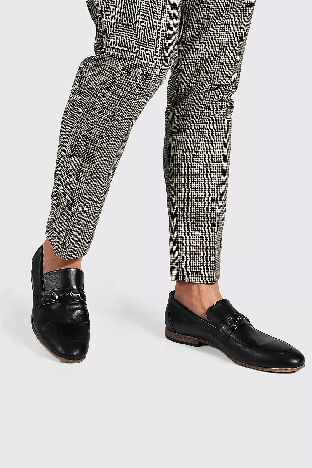 Faux Leather Metal Bar Loafer boohooMAN USA