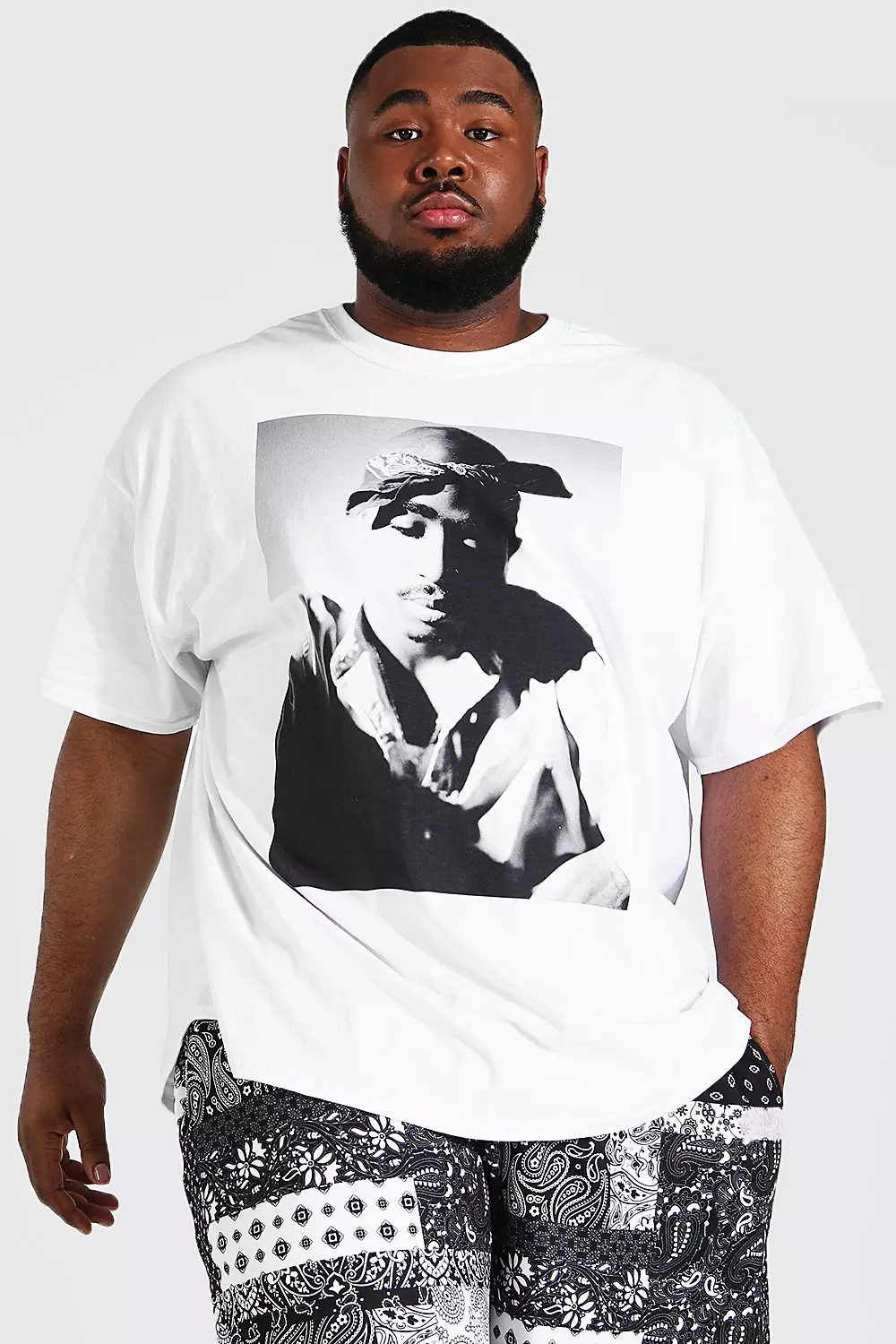 White Plus Size Tupac License T-shirt alternative image