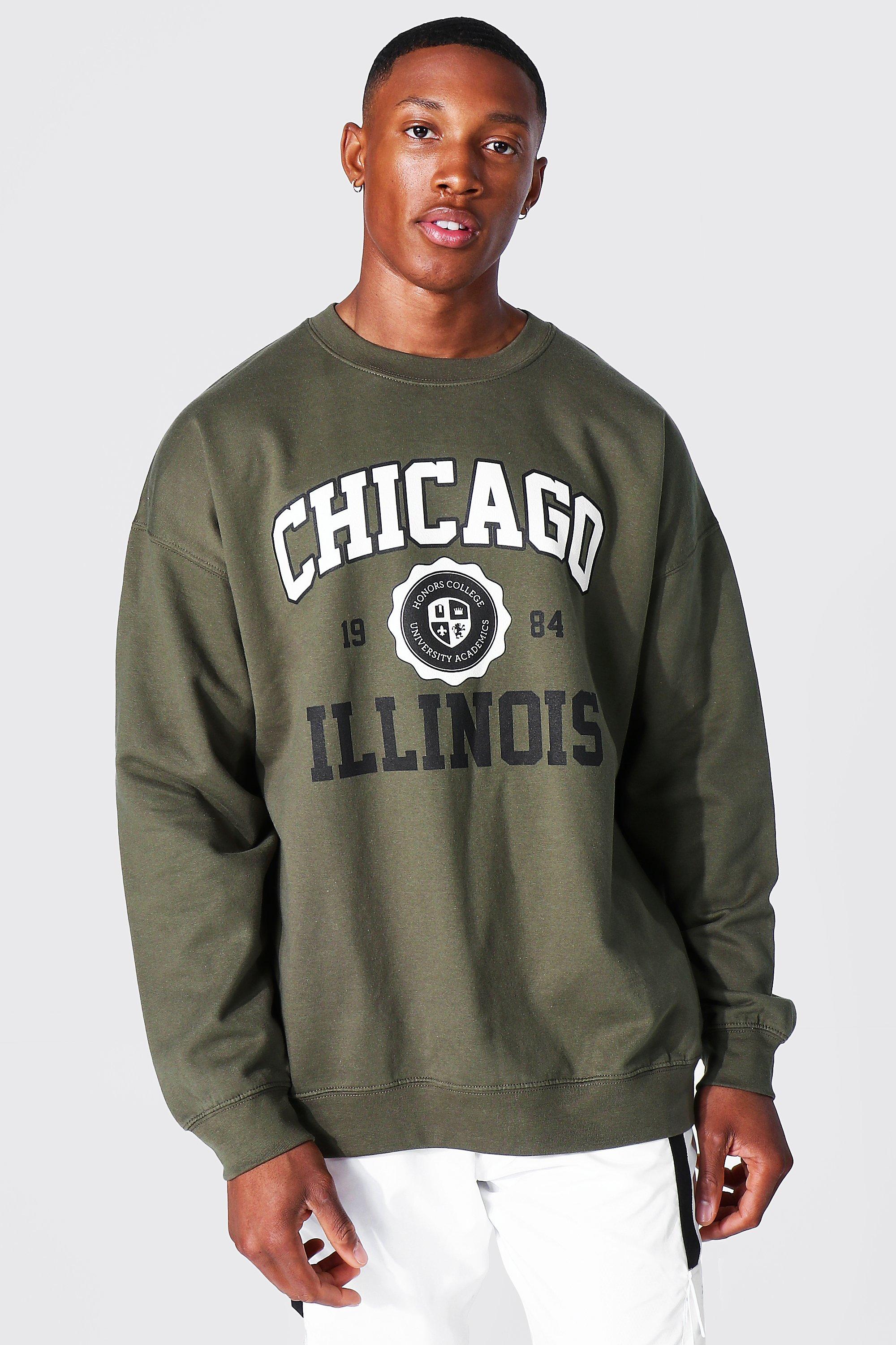 Oversized Chicago Illinois Varsity Sweatshirt