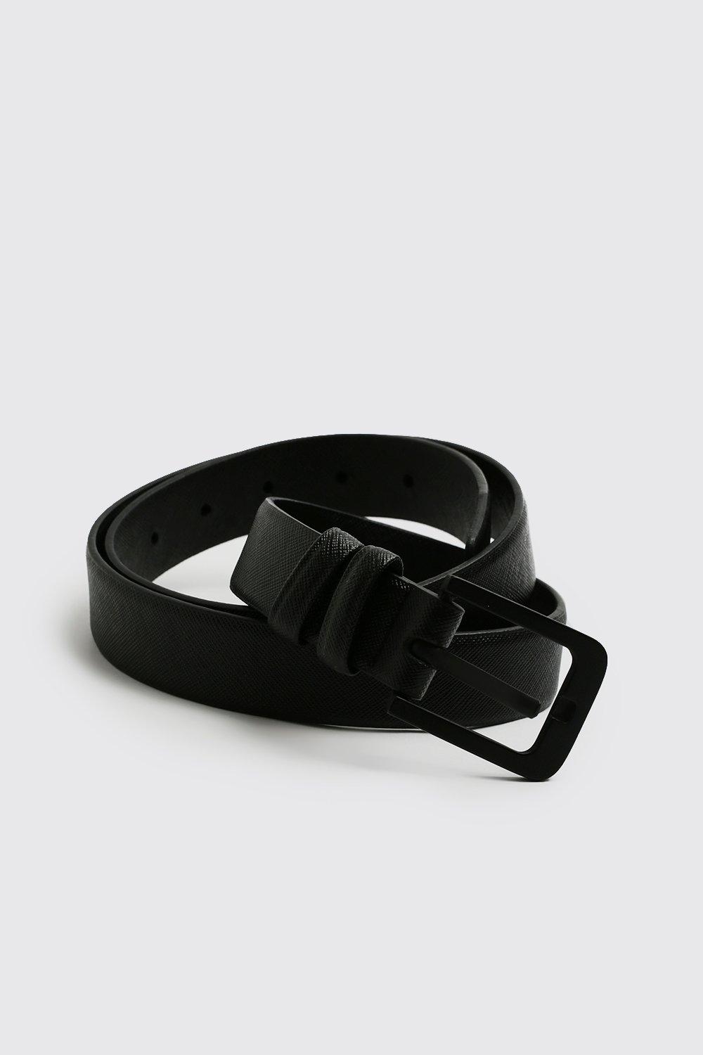 Faux Leather Saffiano Belt | BoohooMAN