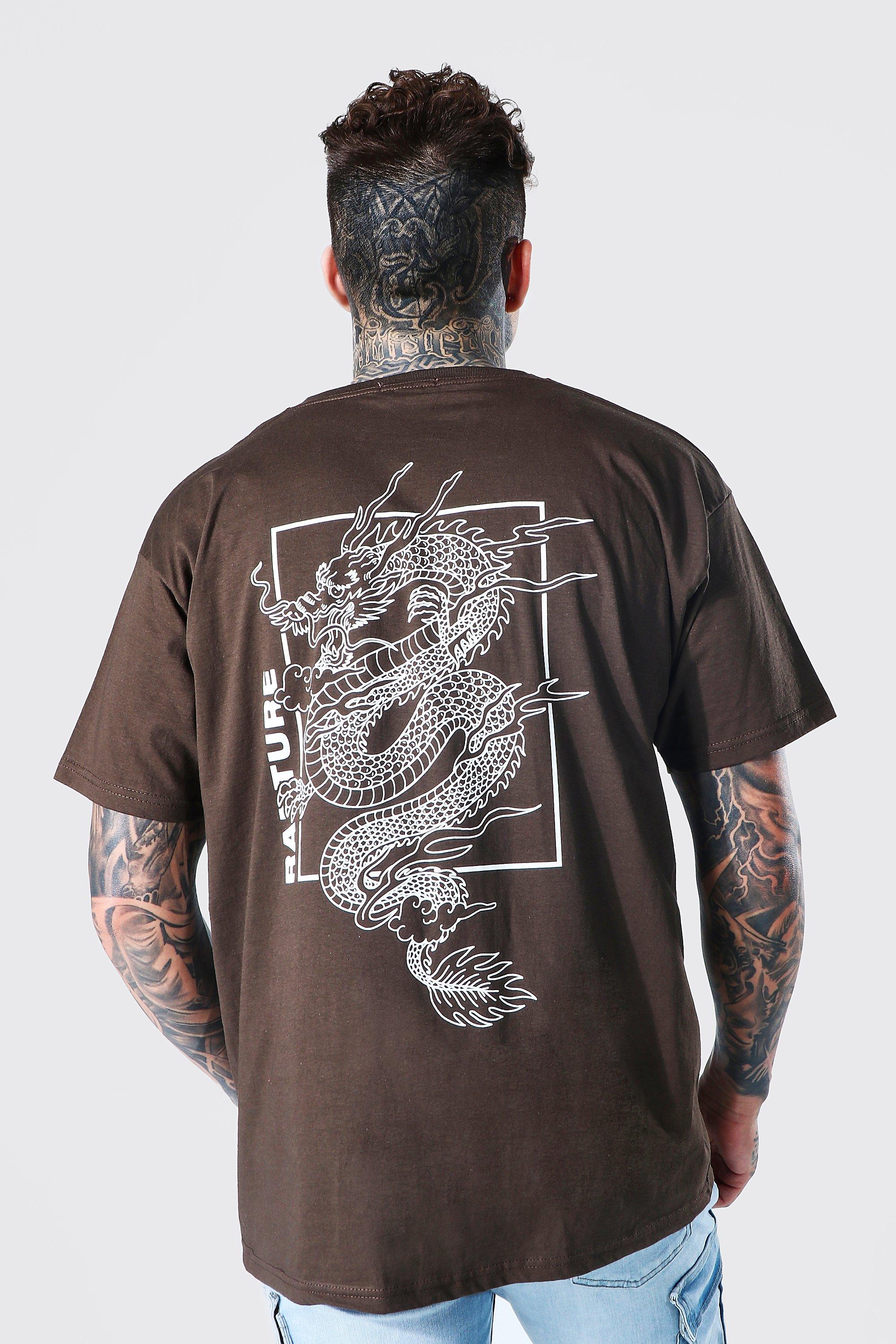 boohooMAN Men's Dragon Print Short Sleeve Shirt