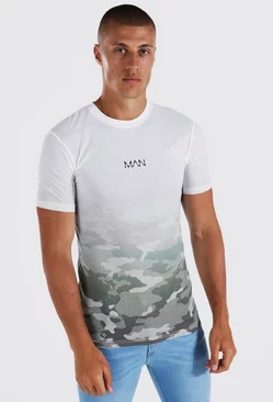 Khaki Muscle Fit Original Man Camo Ombre T-shirt