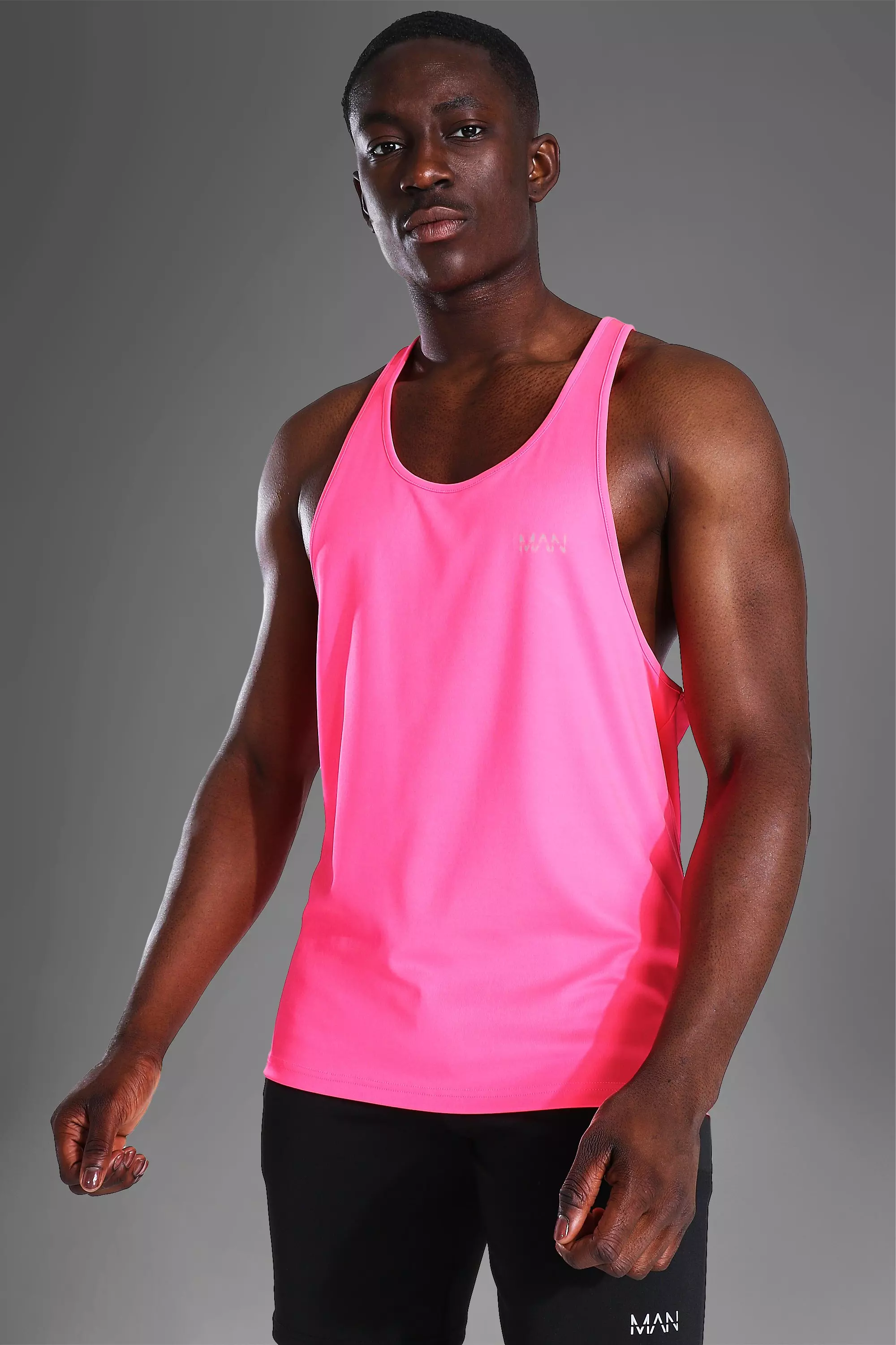 Man Active Gym Neon Racer Vest boohooMAN IE
