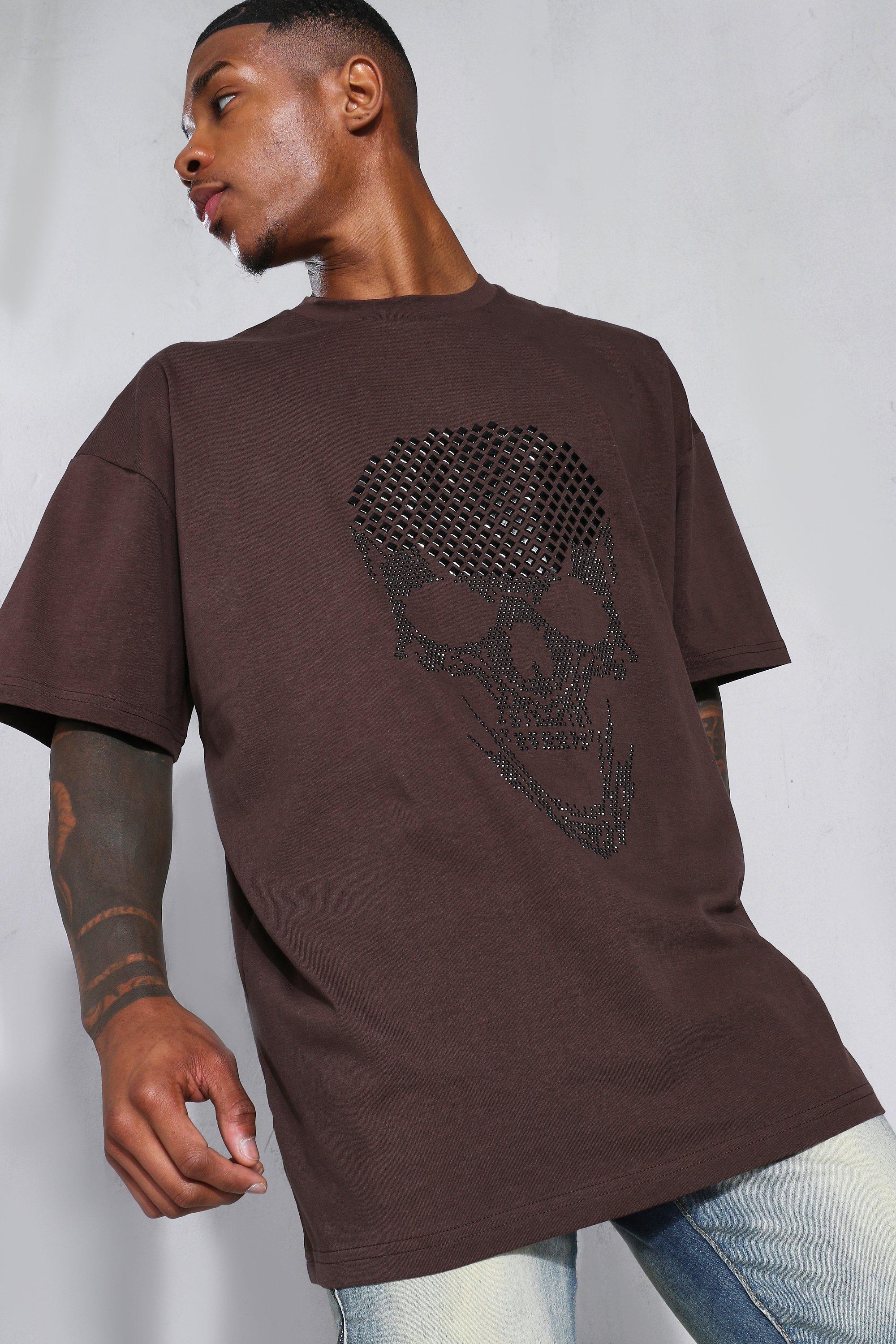 Men's Oversized Rhinestone Skull T-shirt