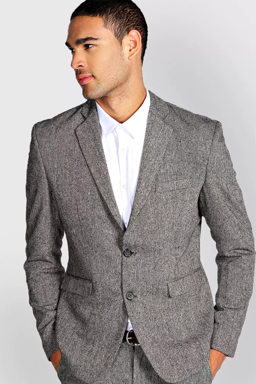 Mens grey tweed coat hot sale