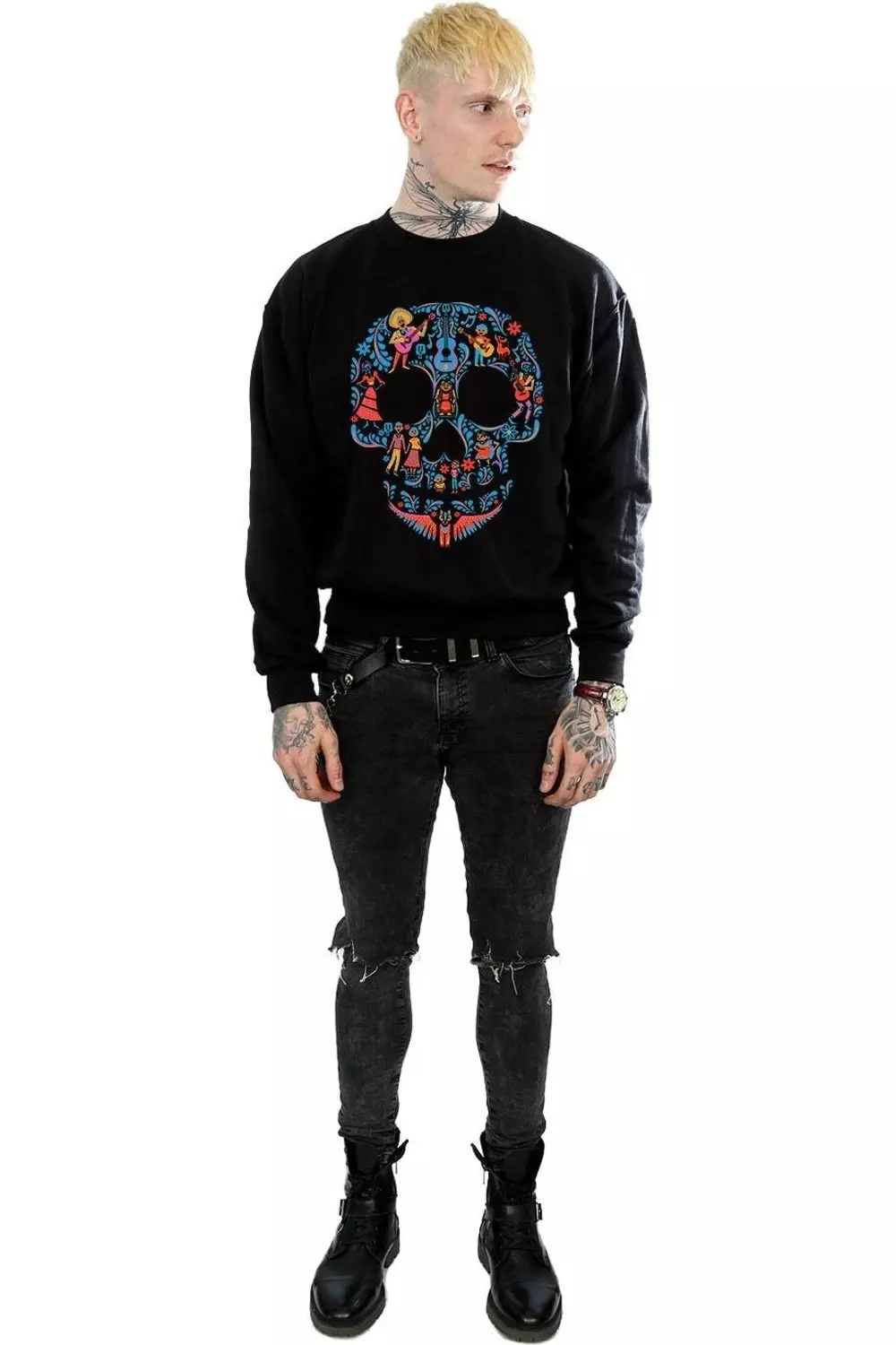 Black Coco Skull Pattern Sweatshirt alternative image