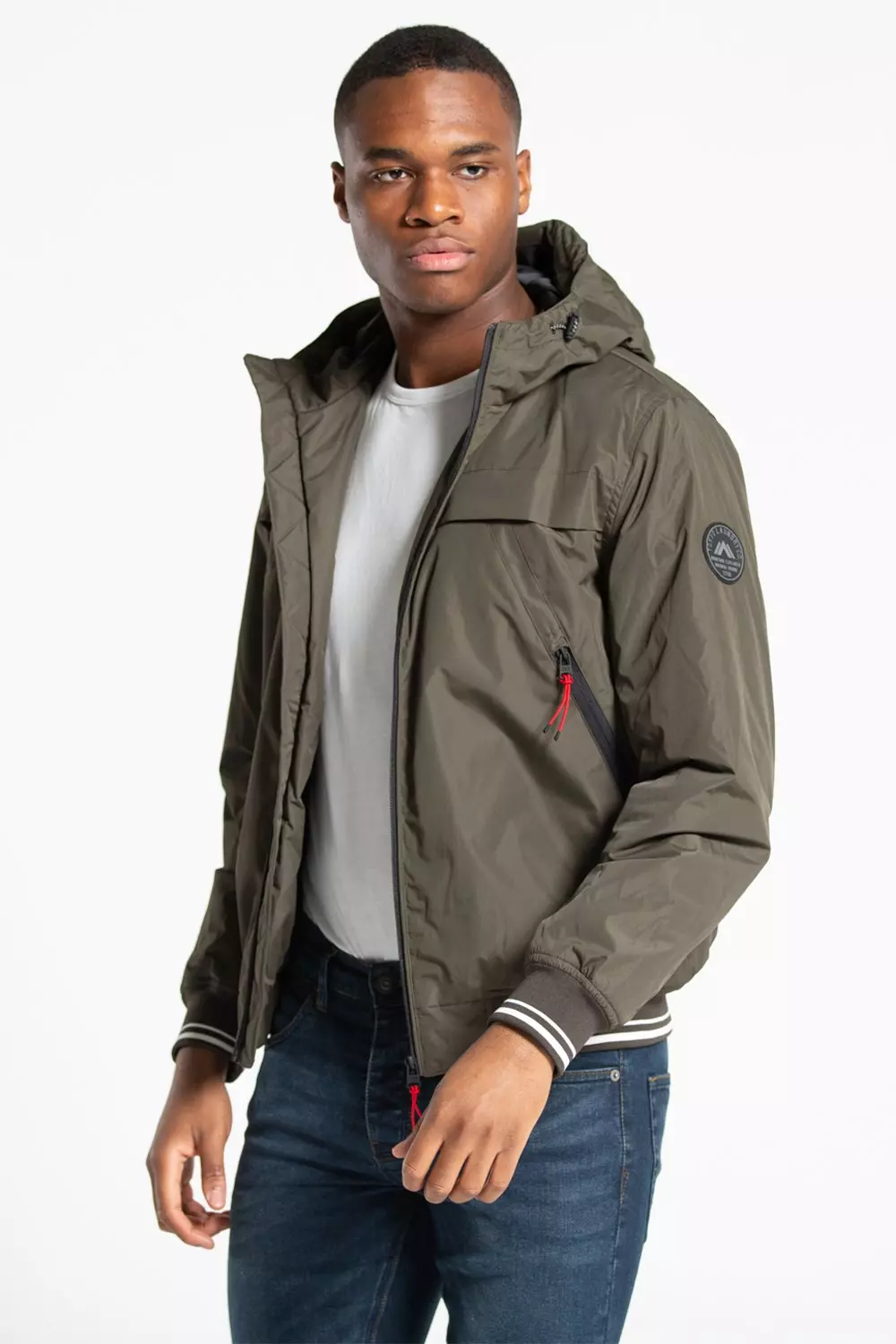 Khaki Hooded Funnel Neck Jacket alternative image