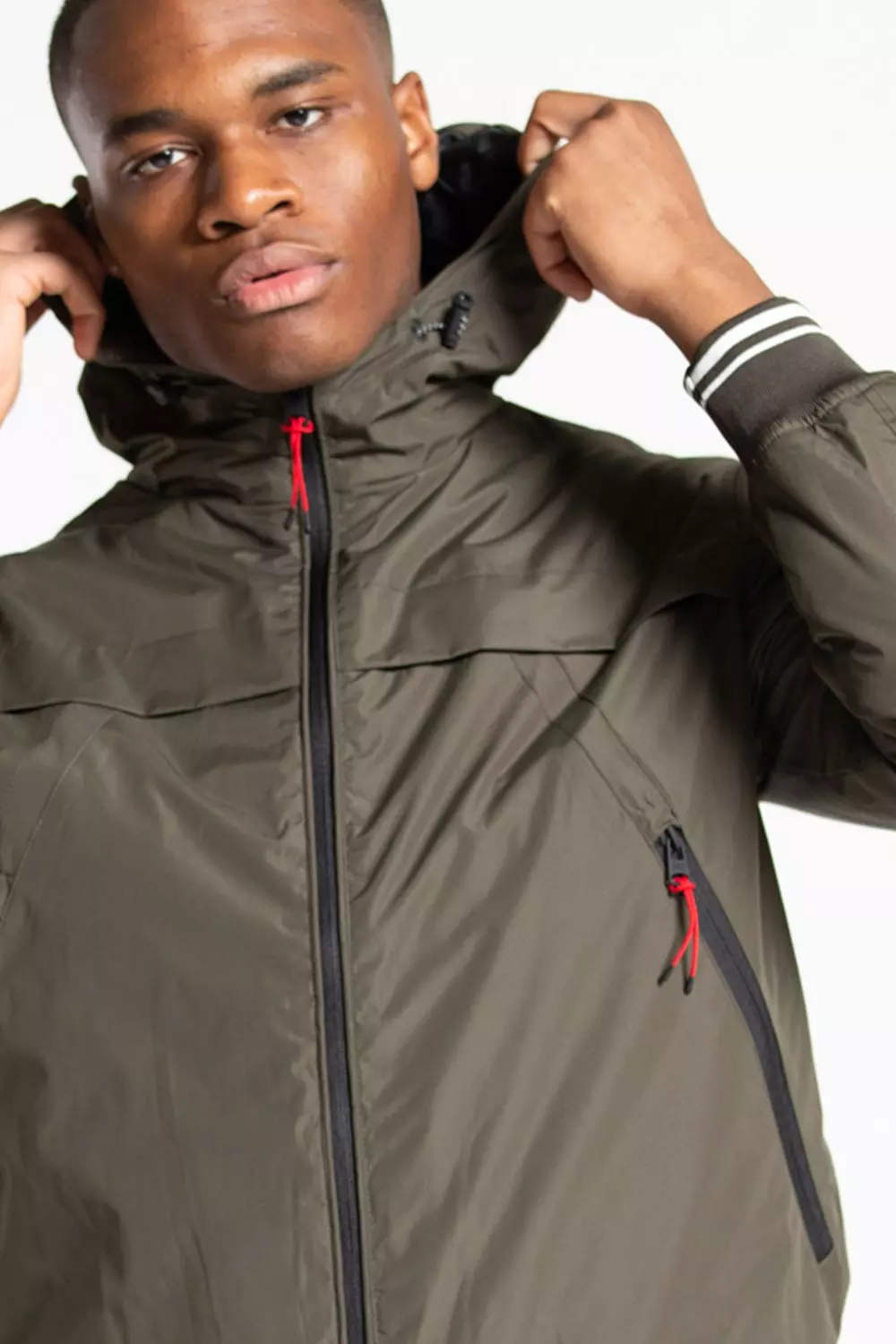 Khaki Hooded Funnel Neck Jacket alternative image