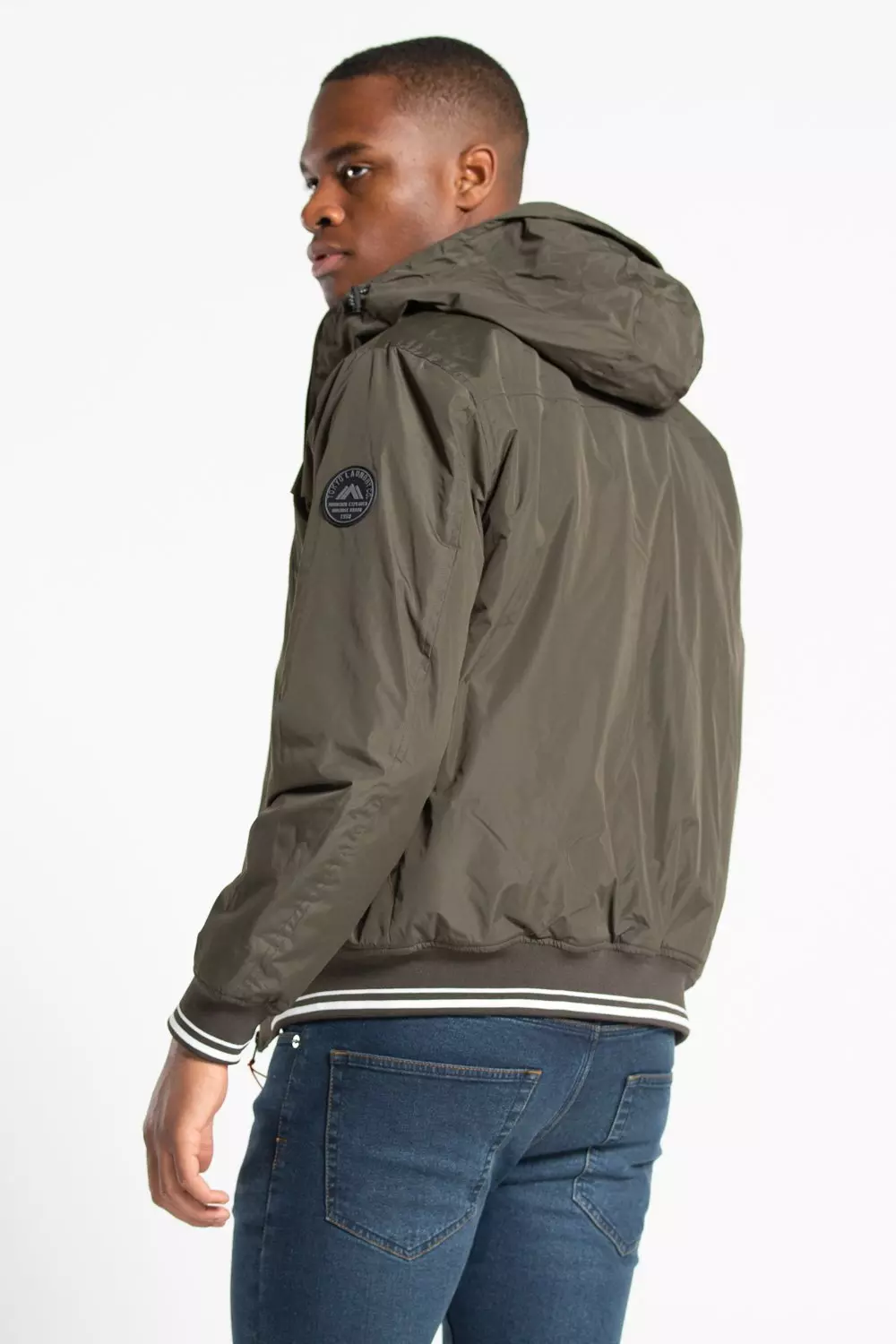 Khaki Hooded Funnel Neck Jacket alternative image