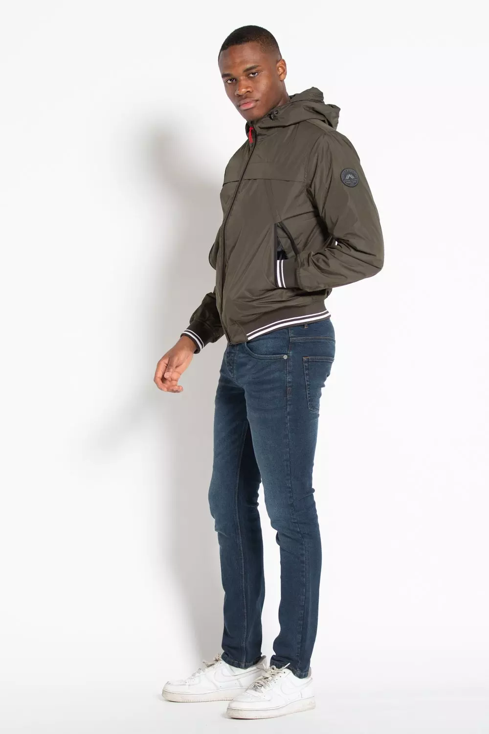 Khaki Hooded Funnel Neck Jacket alternative image