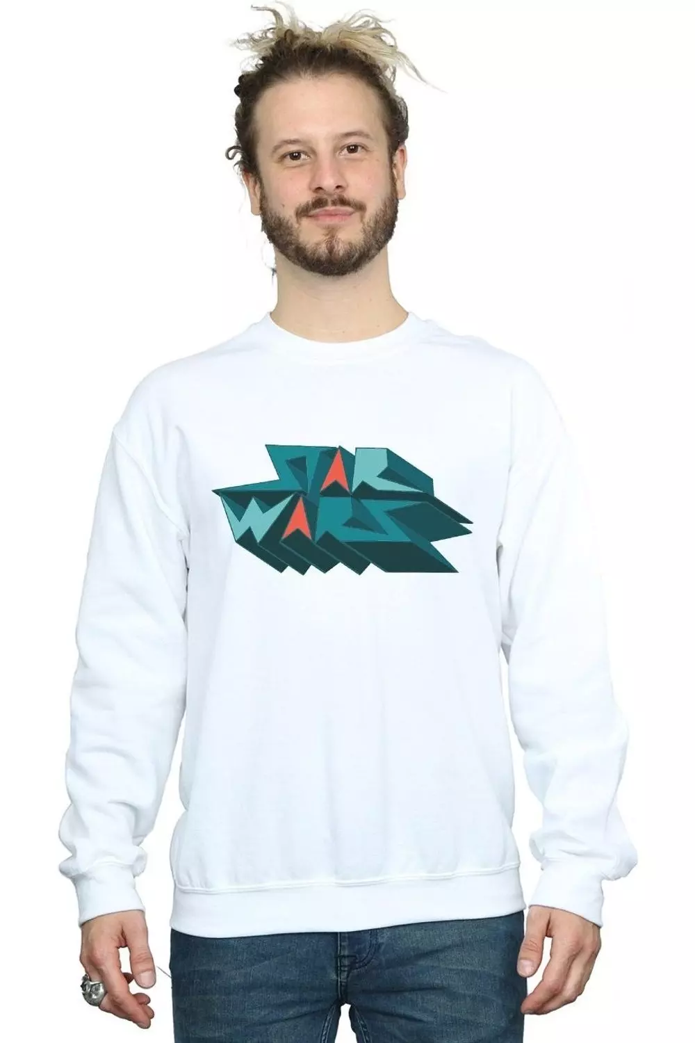 White Edgy Block Logo Sweatshirt alternative image