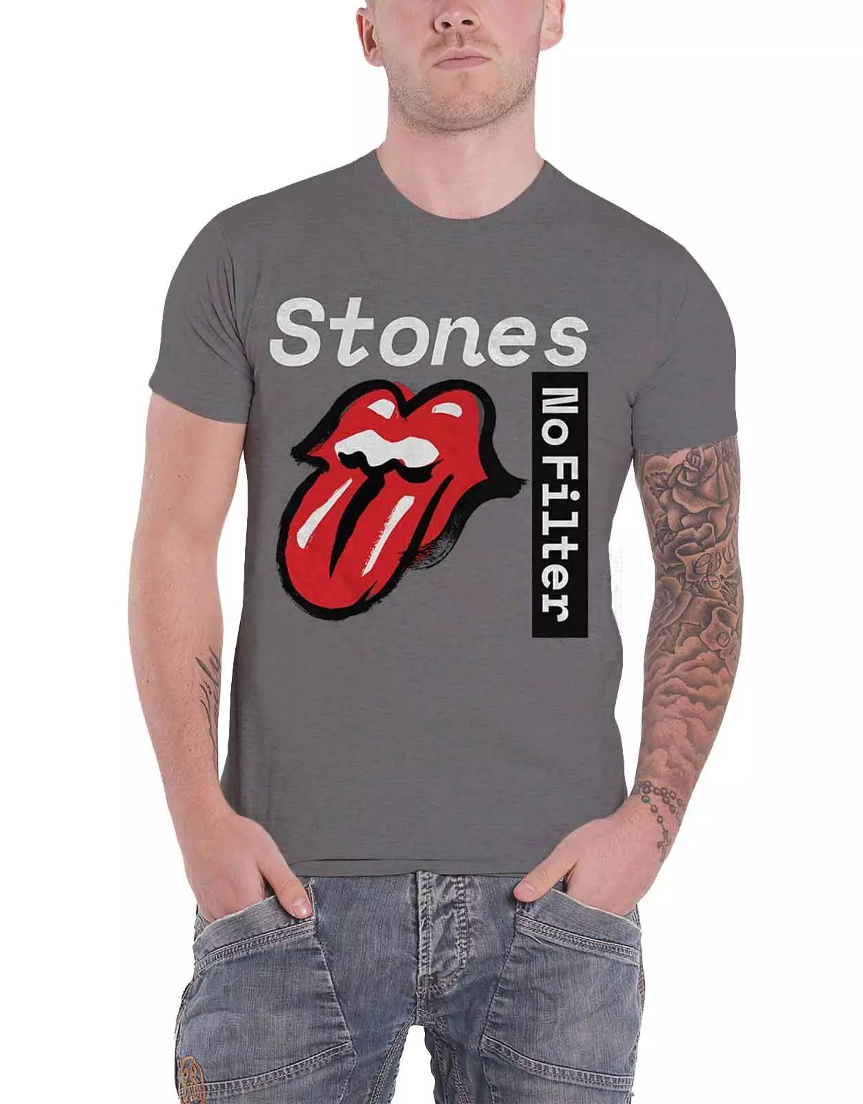 Grey No Filter Tour Text T Shirt alternative image