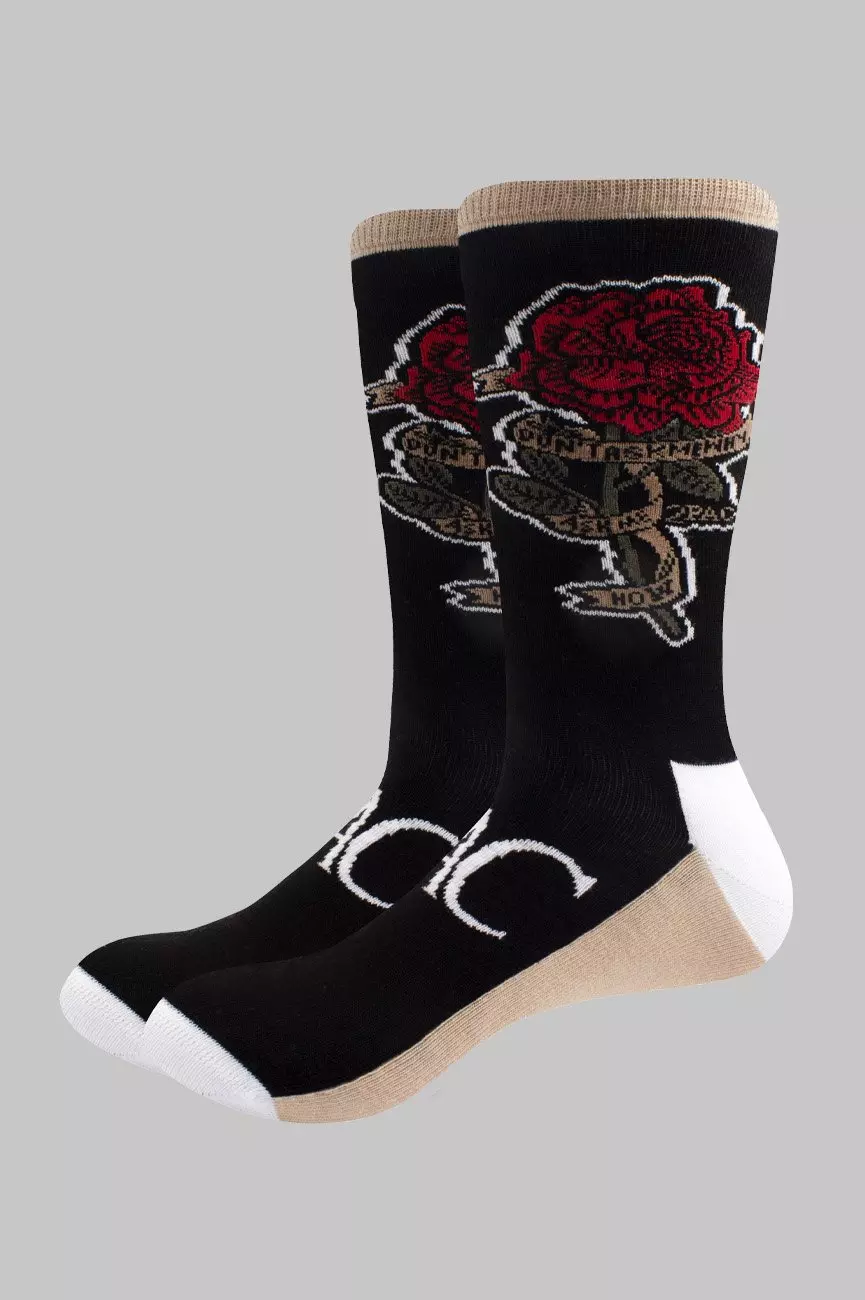 Black Tupac Rose Logo Ankle Socks alternative image