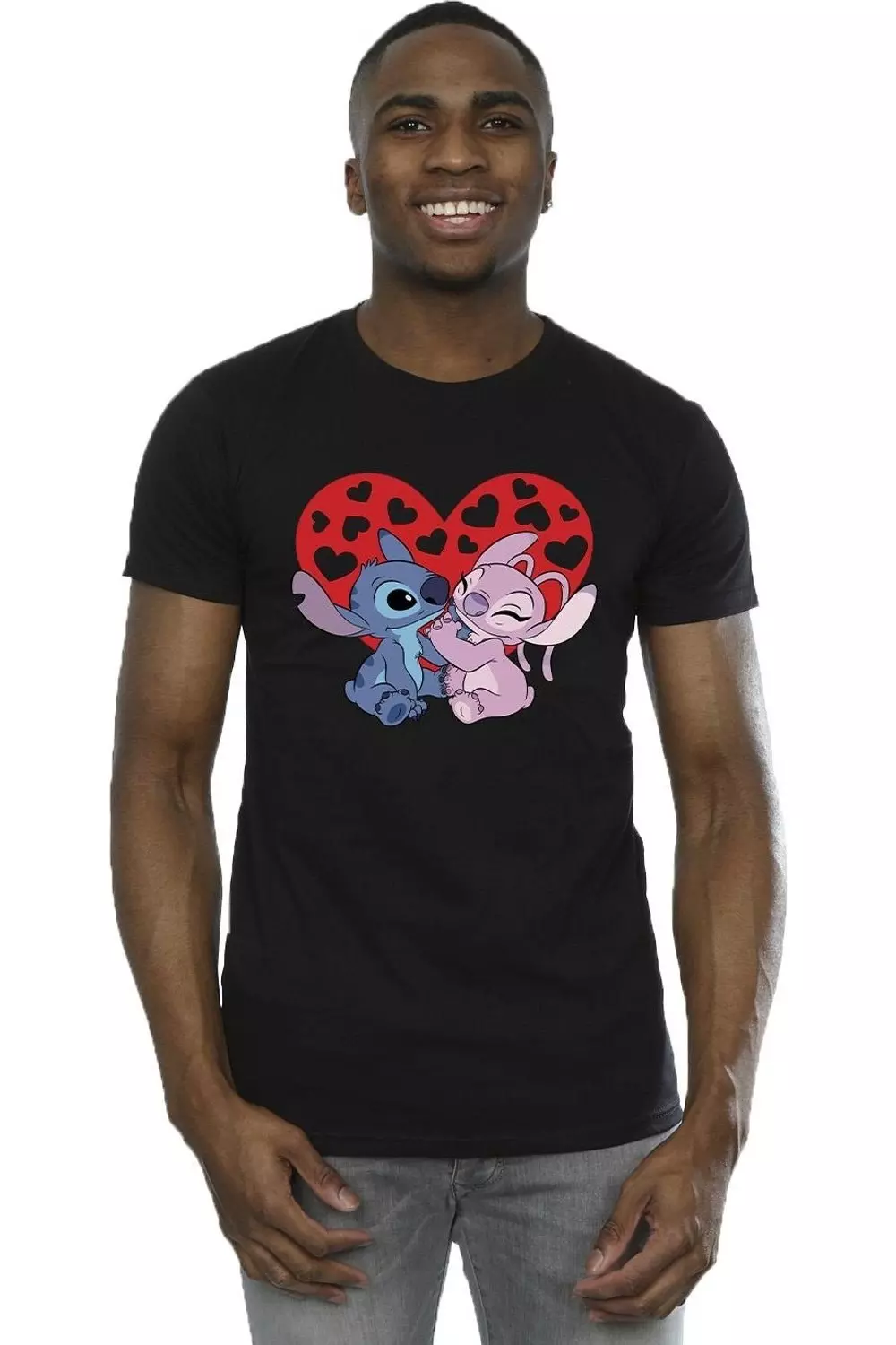 Black Lilo & Stitch Hearts T-Shirt alternative image