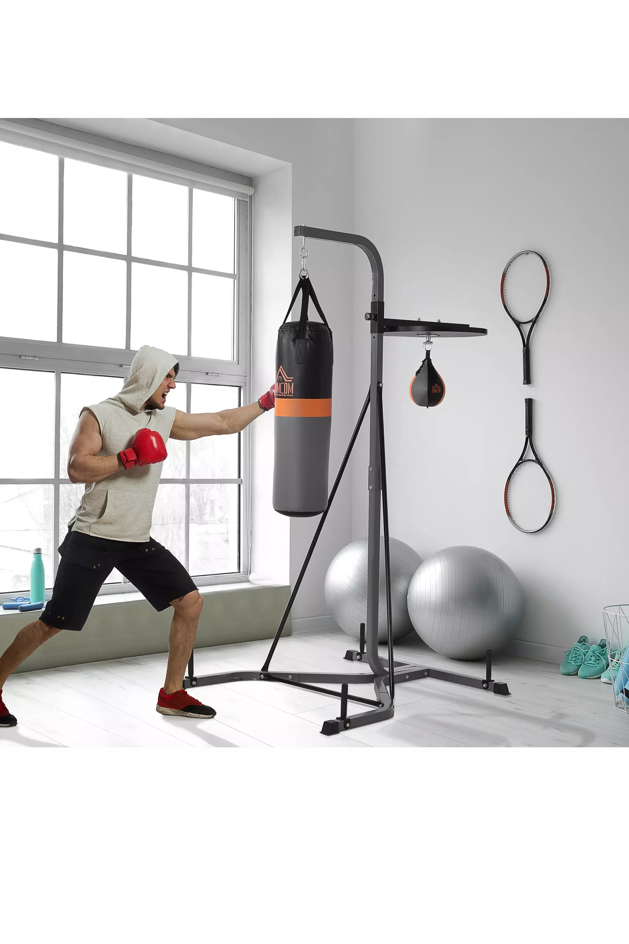 HOMCOM HOMCOM Punchbag & Speedball Boxing Station Frame Freestanding | boohooMAN UK