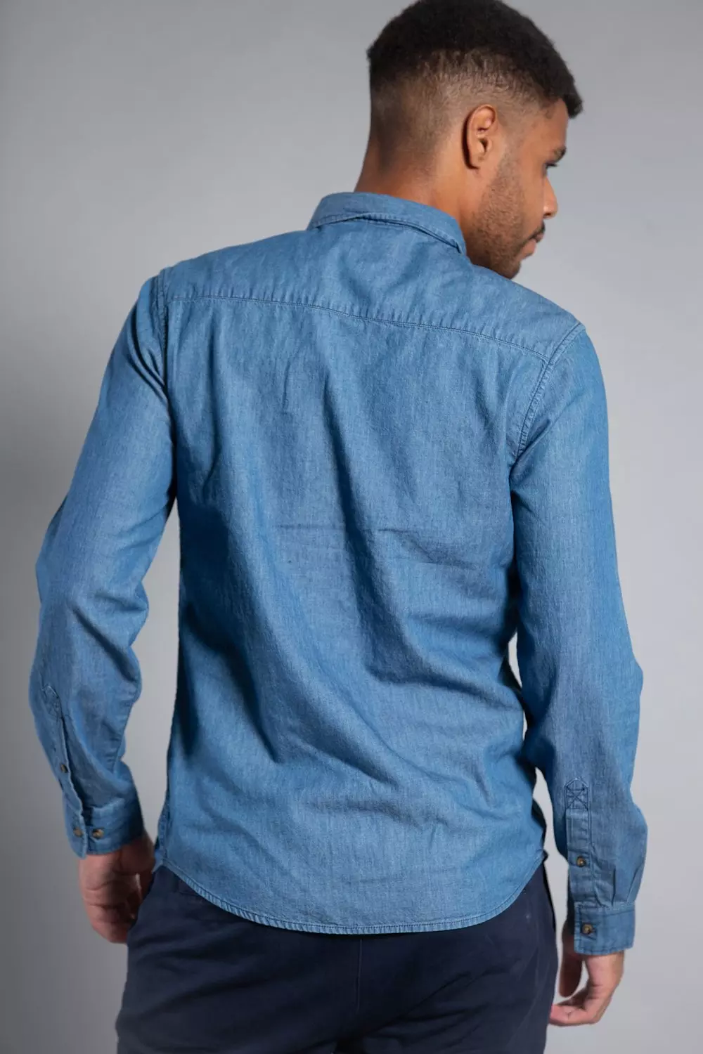 Mid blue Cotton Long Sleeve Denim Shirt alternative image