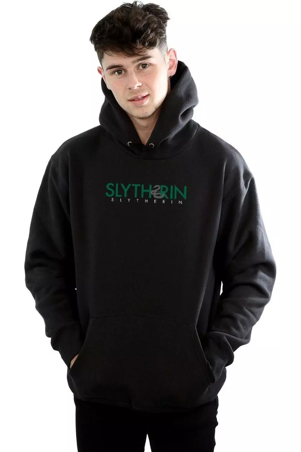 Black Slytherin Text Hoodie alternative image