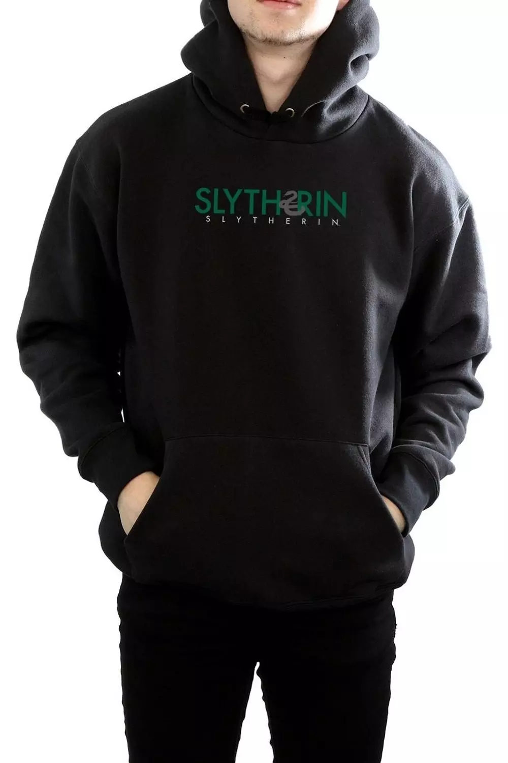 Black Slytherin Text Hoodie alternative image