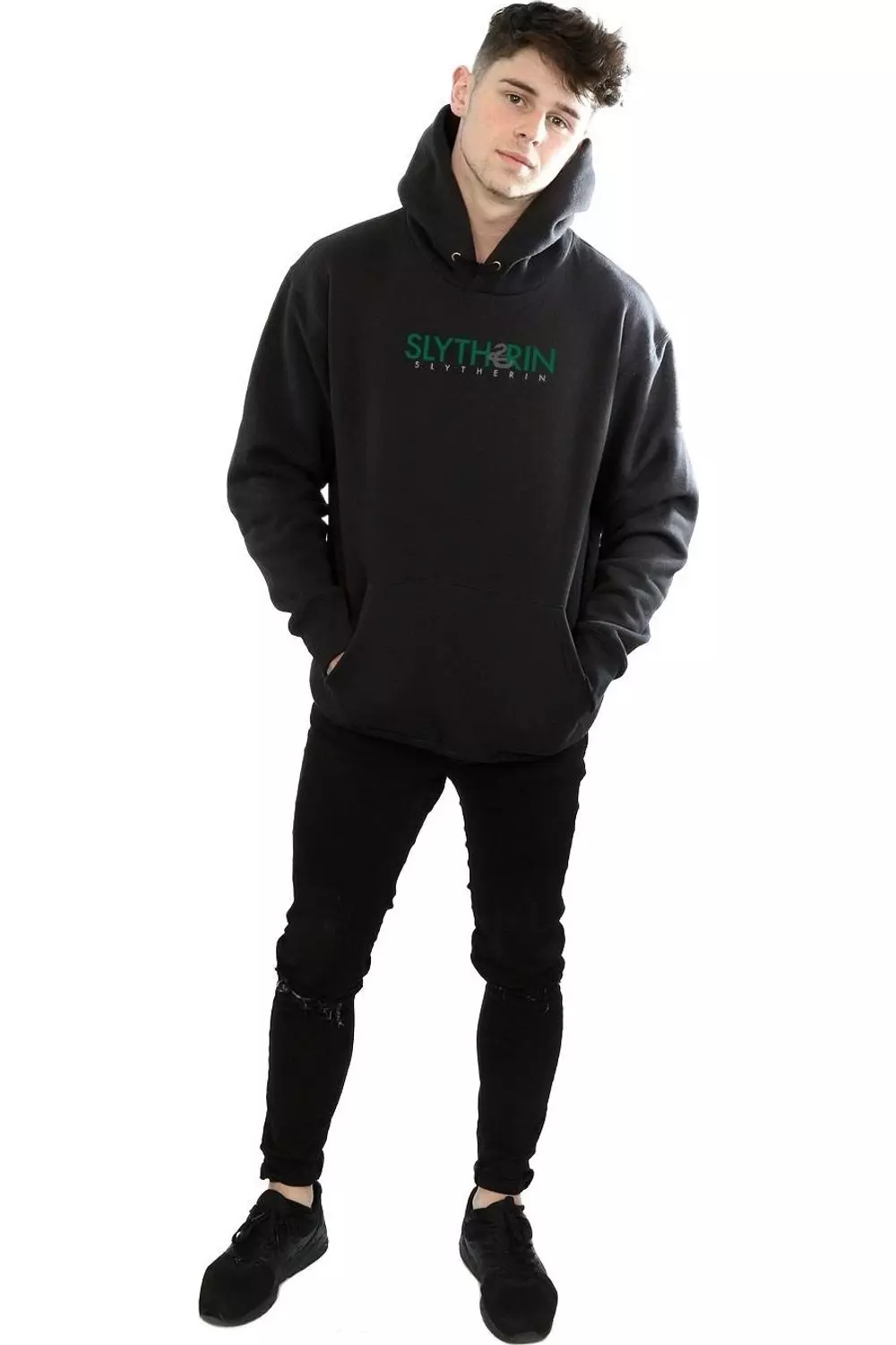 Black Slytherin Text Hoodie alternative image