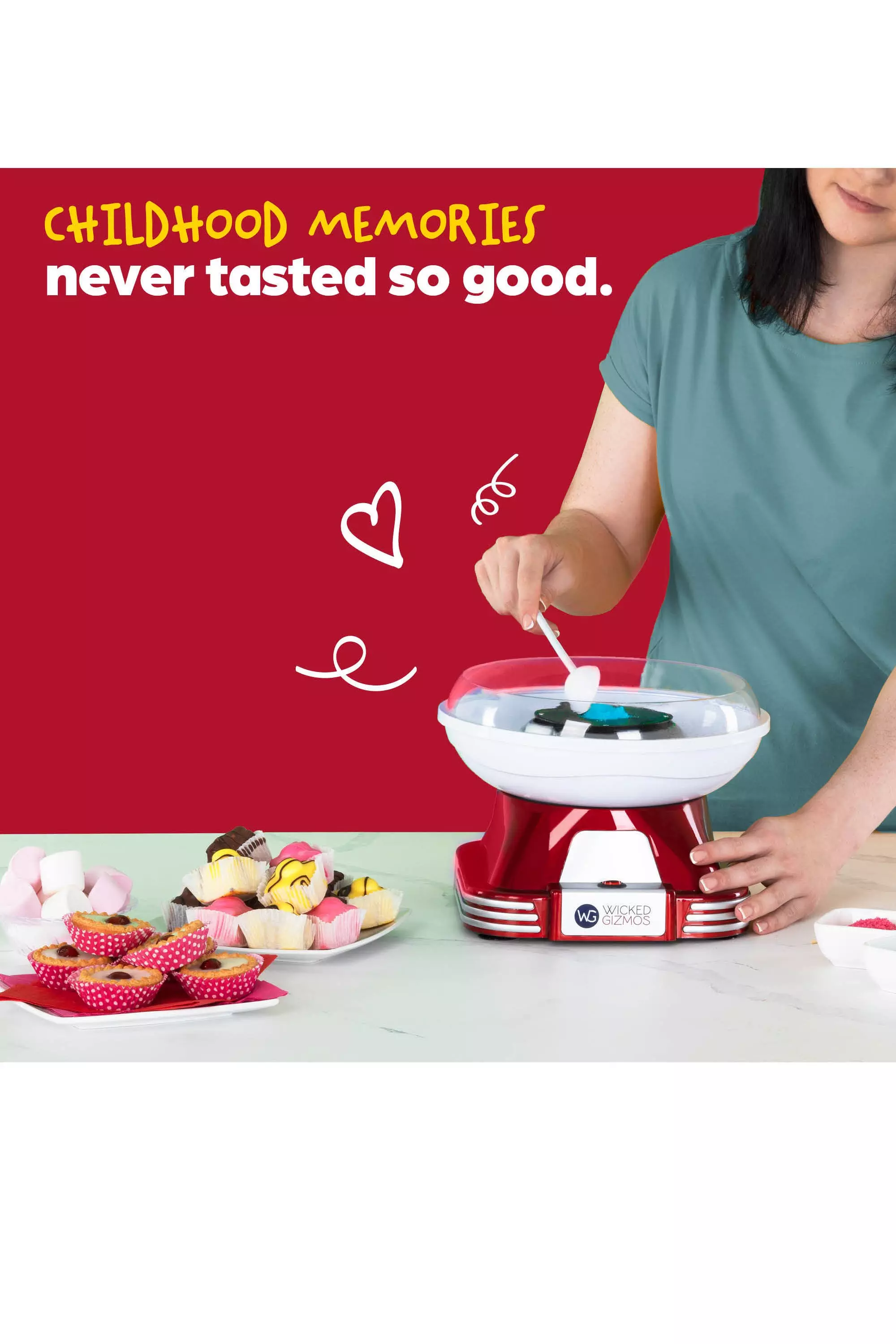 Dark red Retro-Style Cotton Candy Maker alternative image