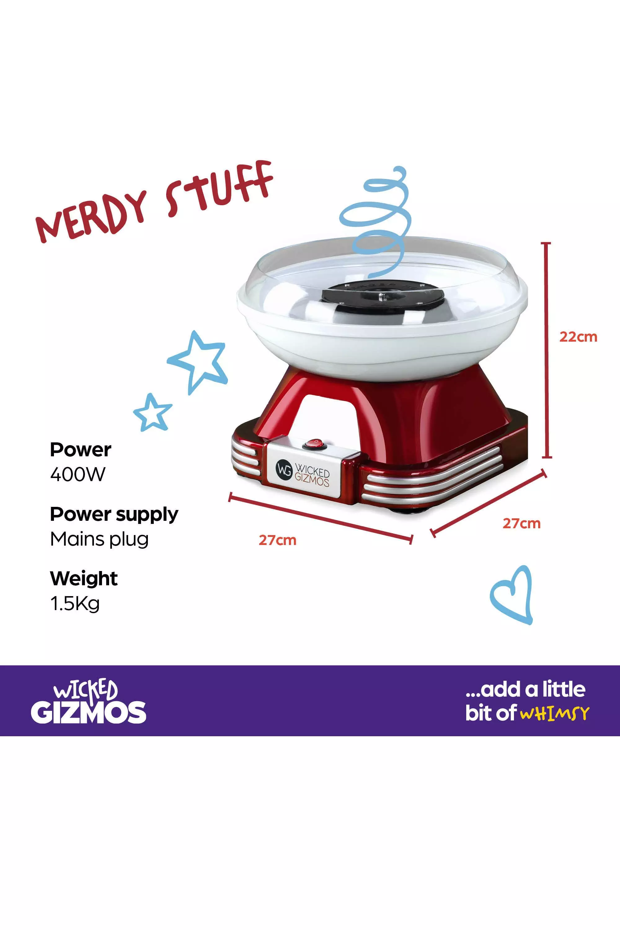 Dark red Retro-Style Cotton Candy Maker alternative image
