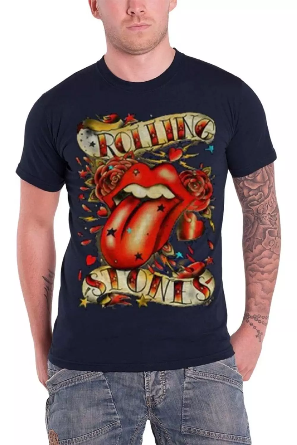 Navy Tongue & Stars Cotton T-Shirt alternative image