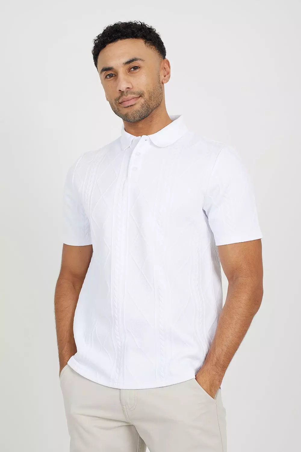 Jaquard Knit Polo Shirt alternative image