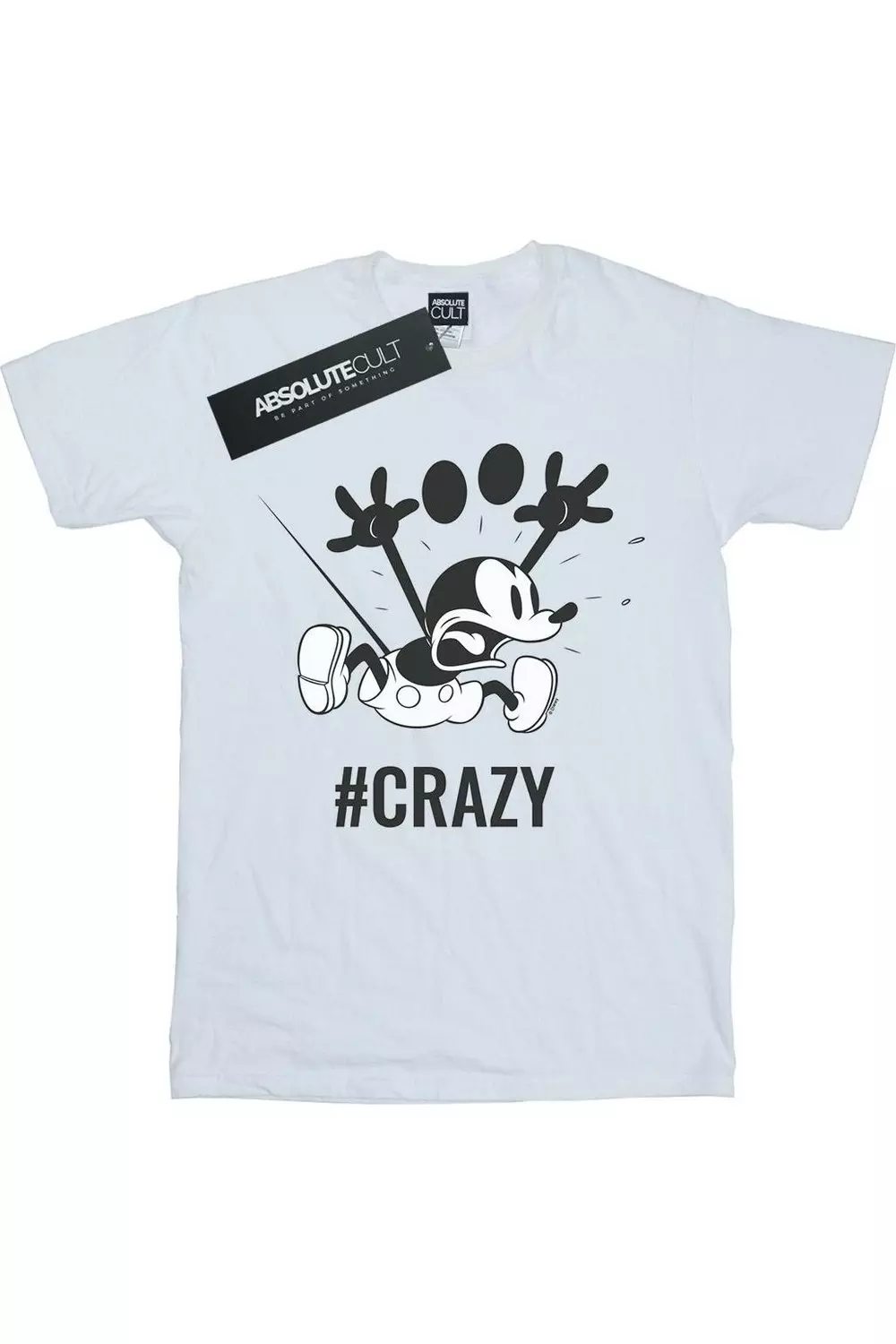 White Mickey Mouse Crazy T-Shirt alternative image