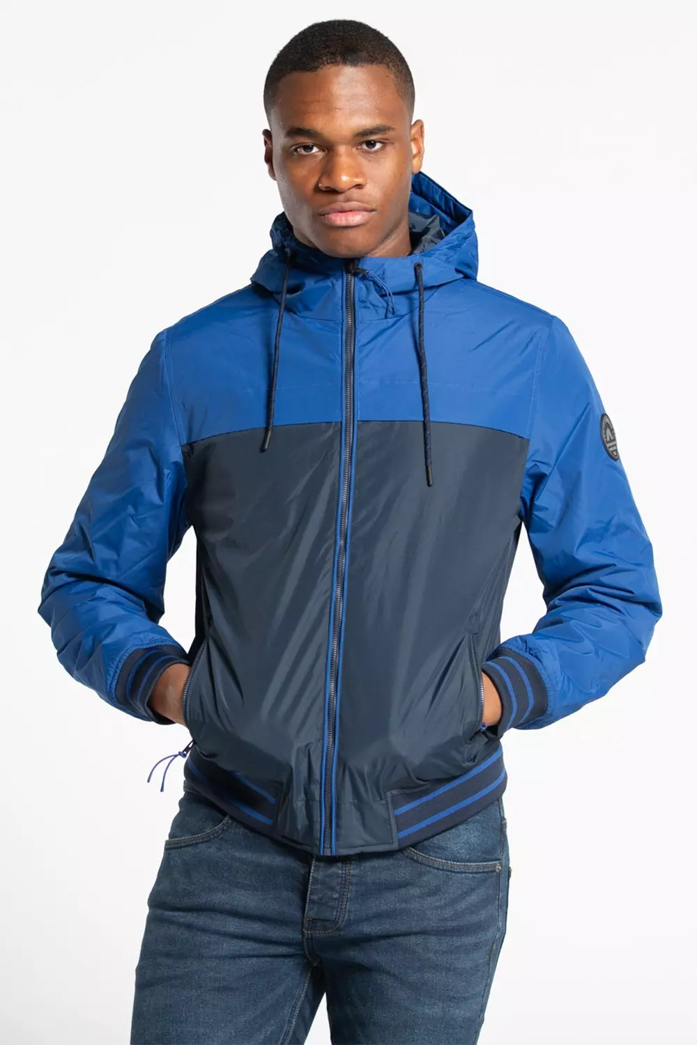 Dark navy Colour Block Hooded Jacket alternative image
