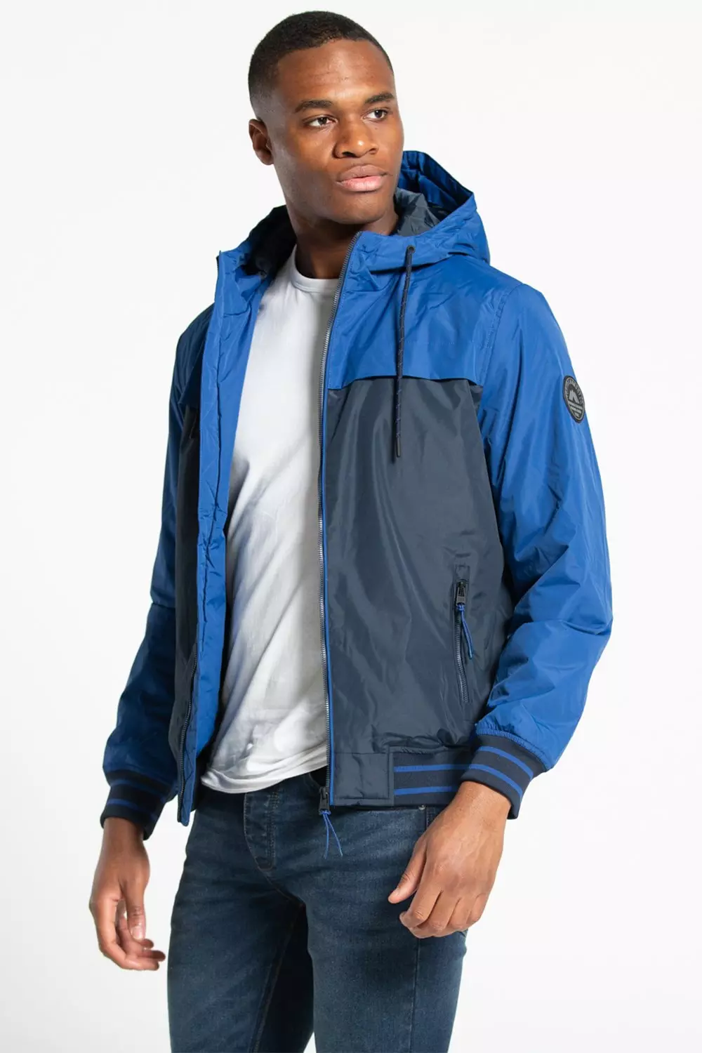 Dark navy Colour Block Hooded Jacket alternative image